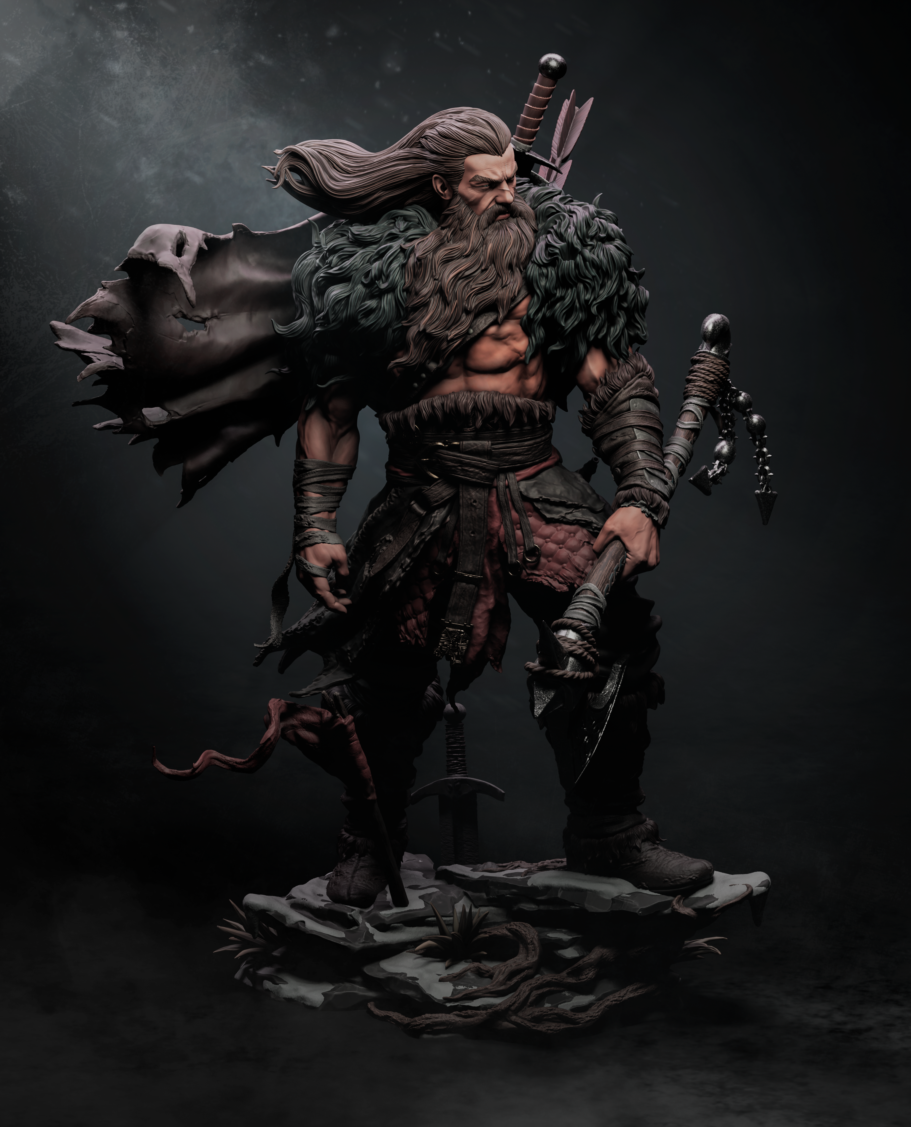 Rugged Barbarian Warrior | 1/6 Unpainted Resin Kit Model
