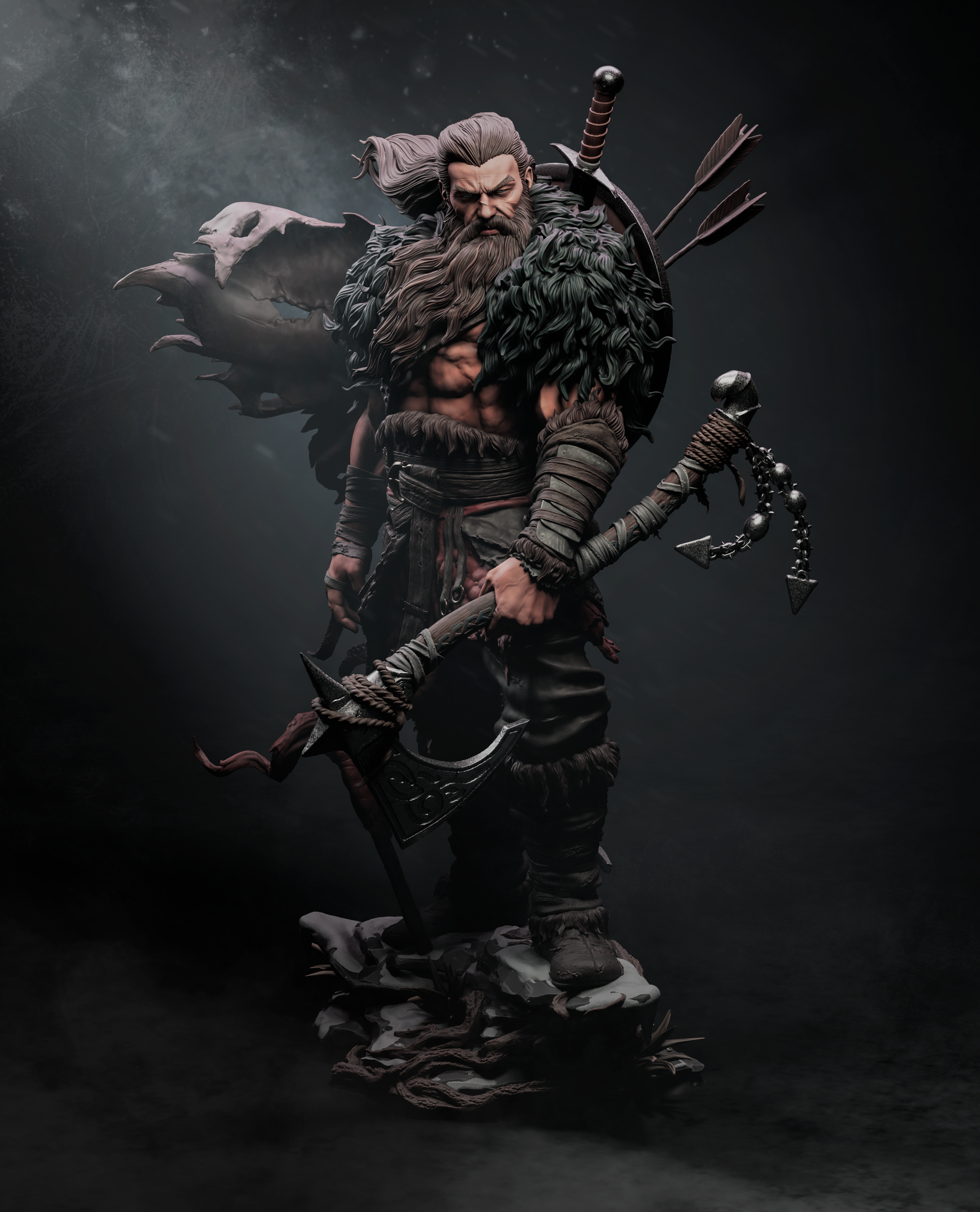 Rugged Barbarian Warrior | 1/6 Unpainted Resin Kit Model