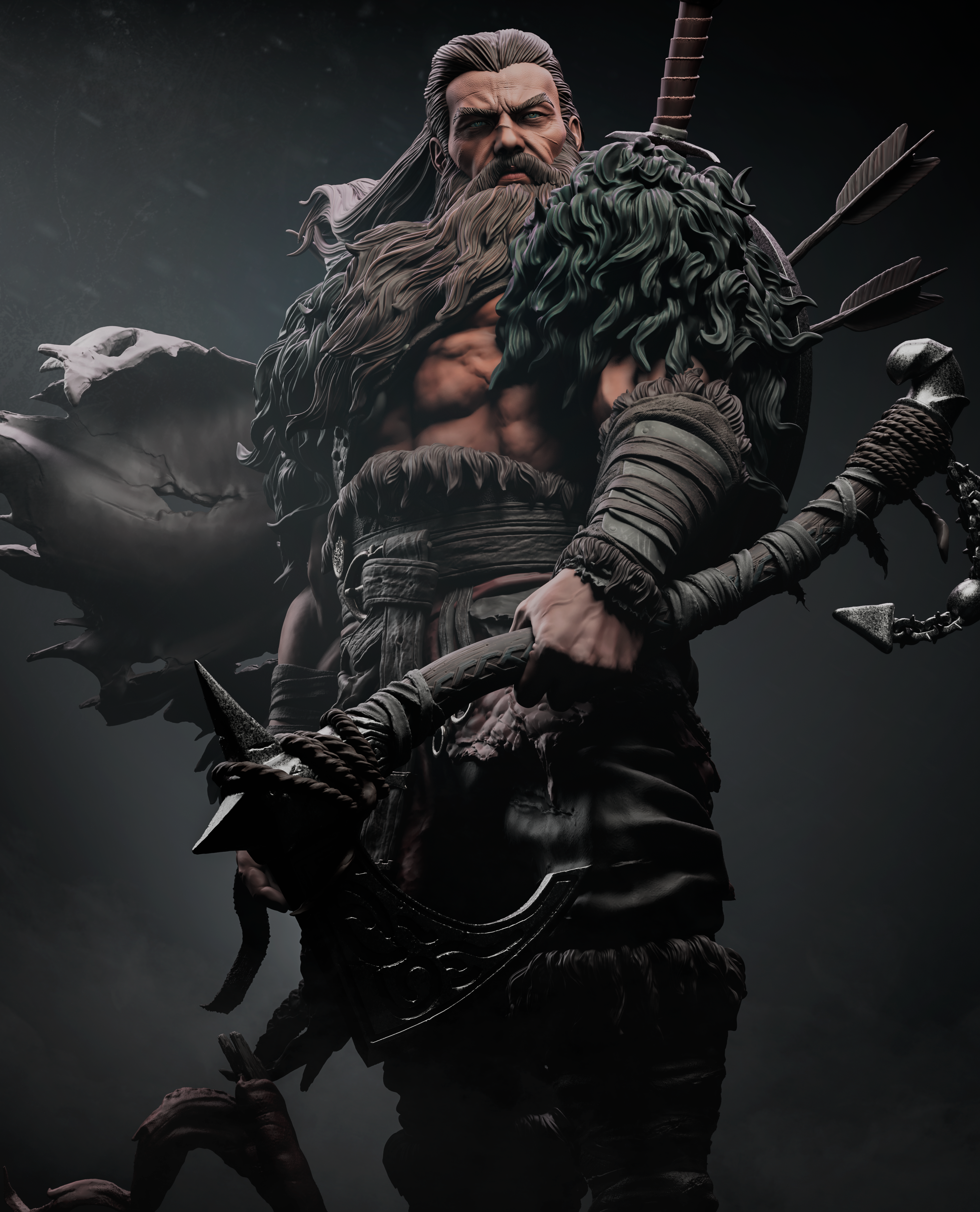 Rugged Barbarian Warrior | 1/6 Unpainted Resin Kit Model