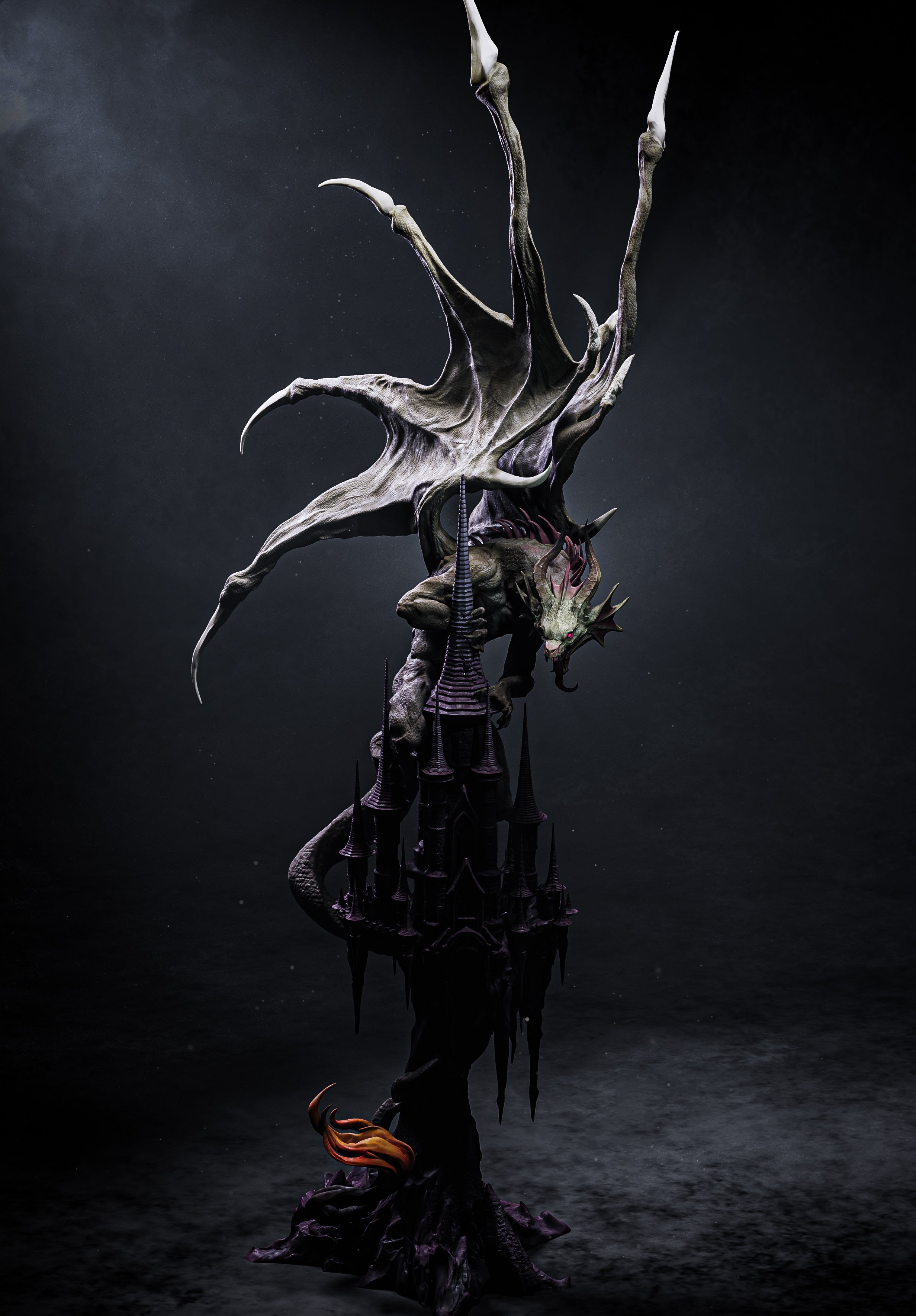 Gothic Spire Dragon | 1/6 Unpainted Resin Kit Model