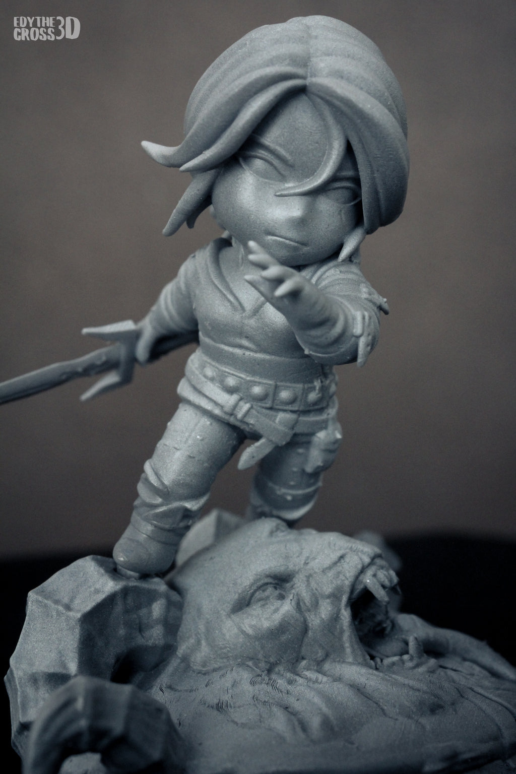Silvermane Beastslayer | Chibi Unpainted Resin Kit Model