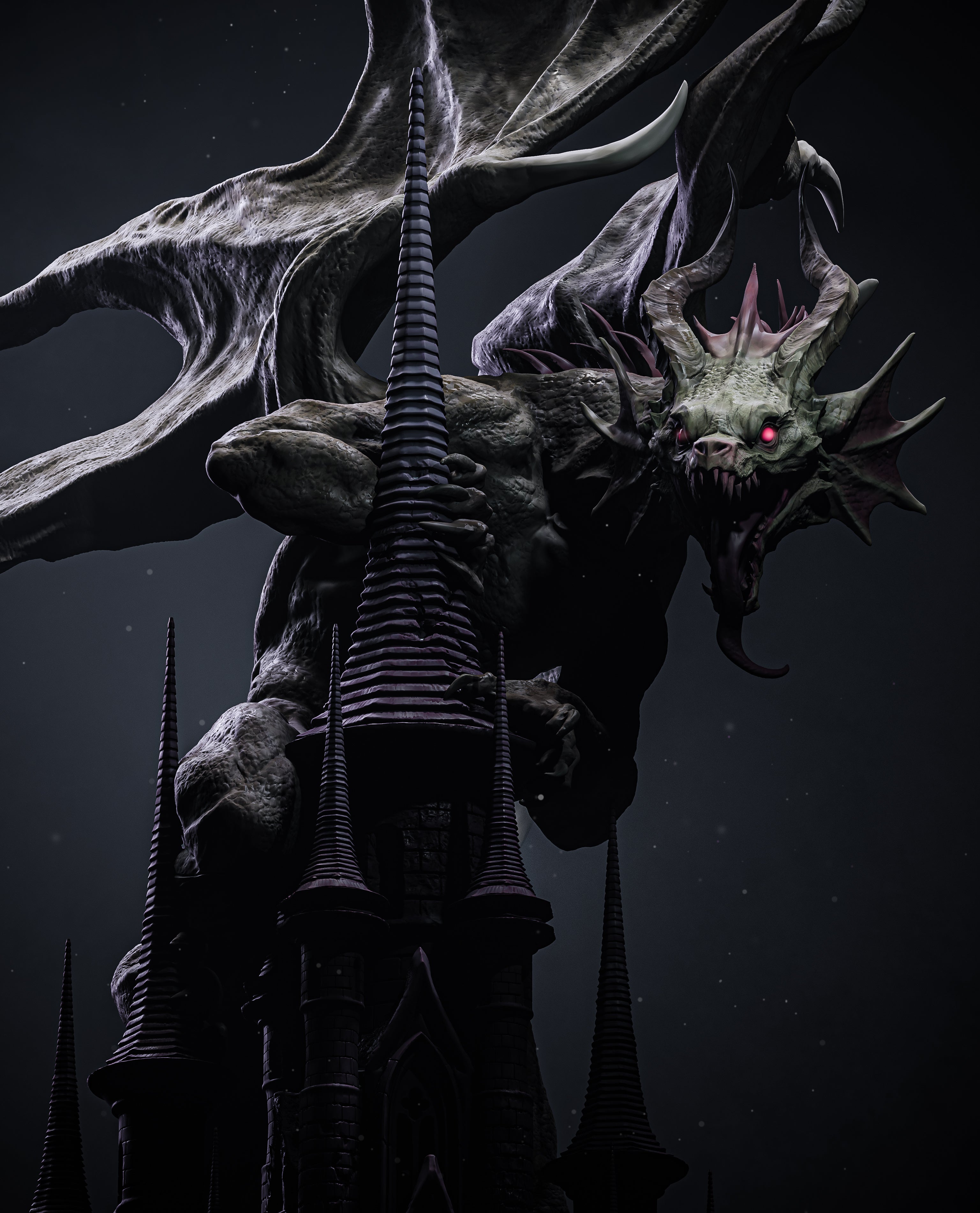 Gothic Spire Dragon | 1/6 Unpainted Resin Kit Model