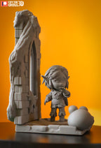 Mossveil Ruins Wanderer | Chibi Unpainted Resin Kit Model