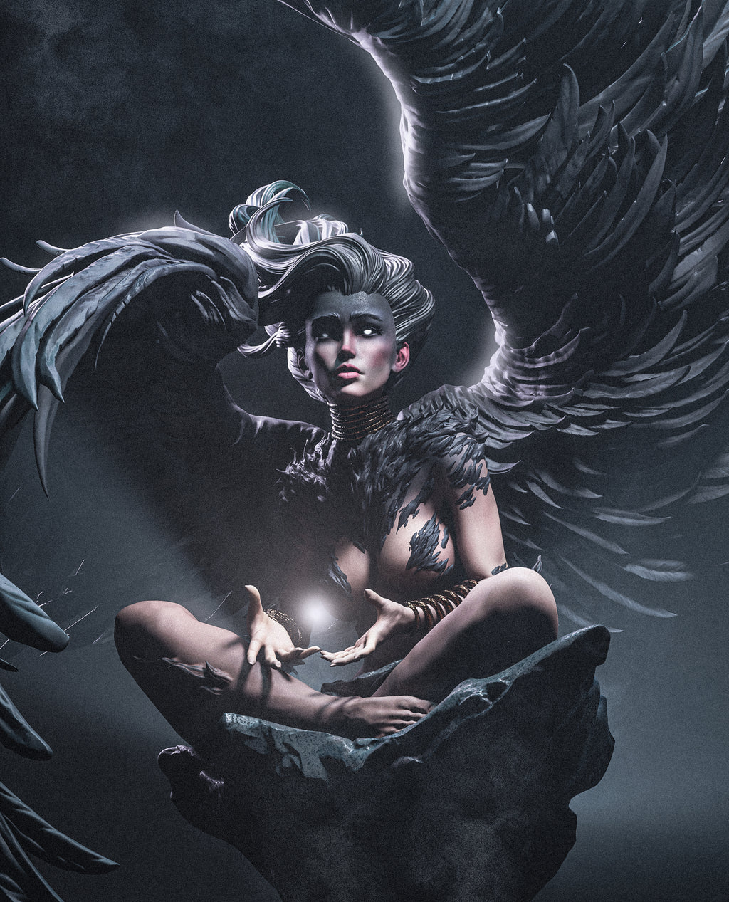 Obsidian Wing Seraph | 1/6 Unpainted Resin Kit Model