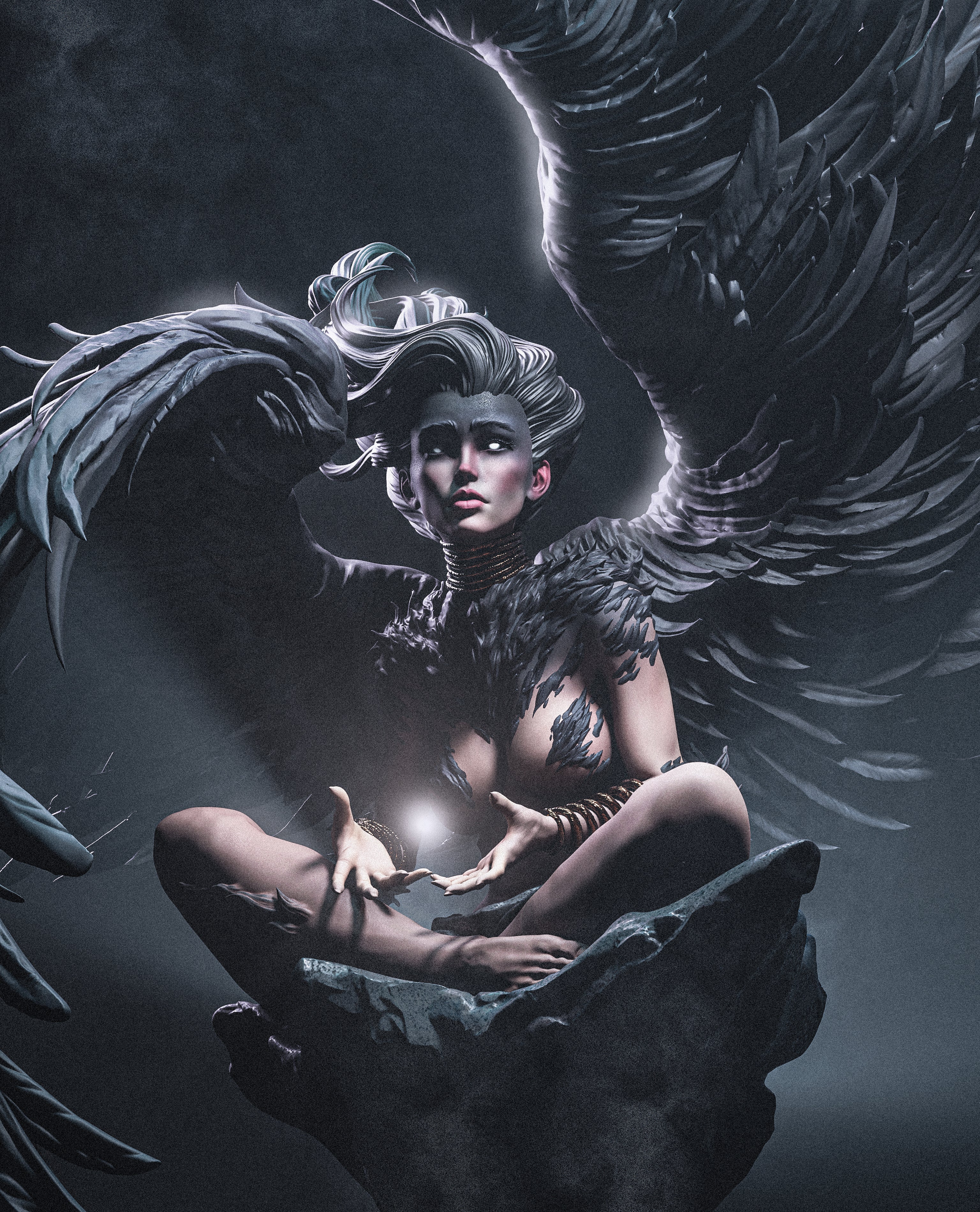 Obsidian Wing Seraph | 1/6 Unpainted Resin Kit Model