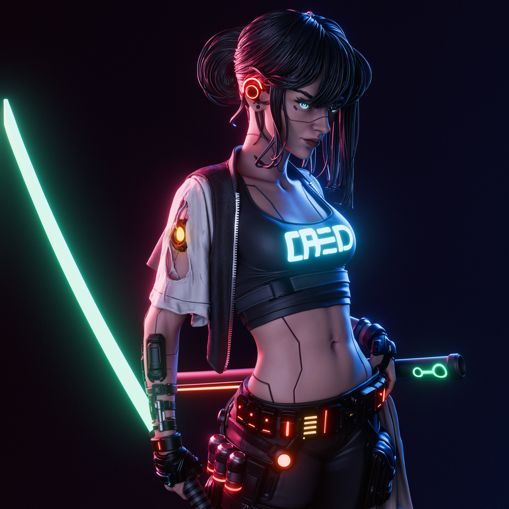 Neon Rift Blade Warden | 1/6 Unpainted Resin Kit Model