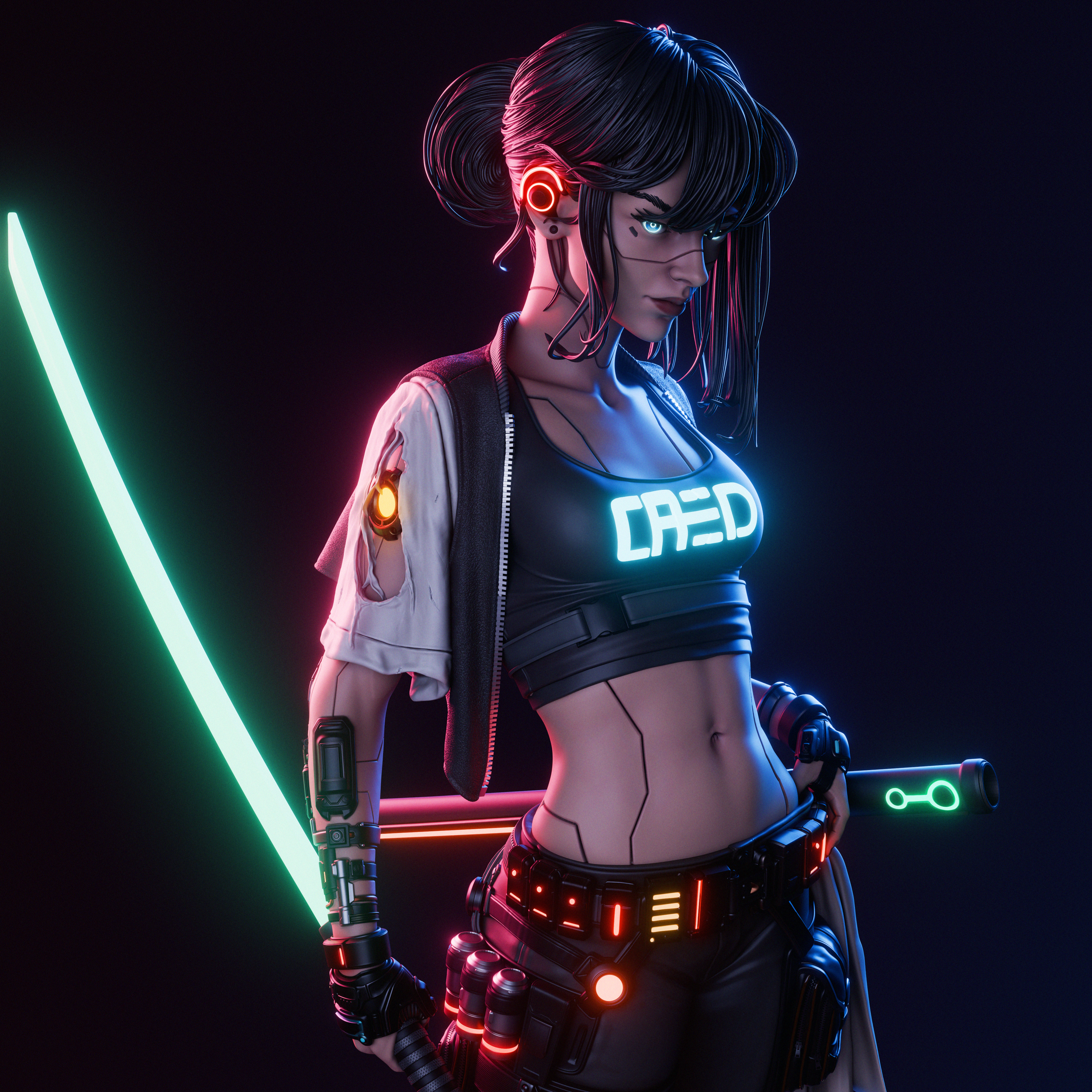 Neon Rift Blade Warden | 1/6 Unpainted Resin Kit Model