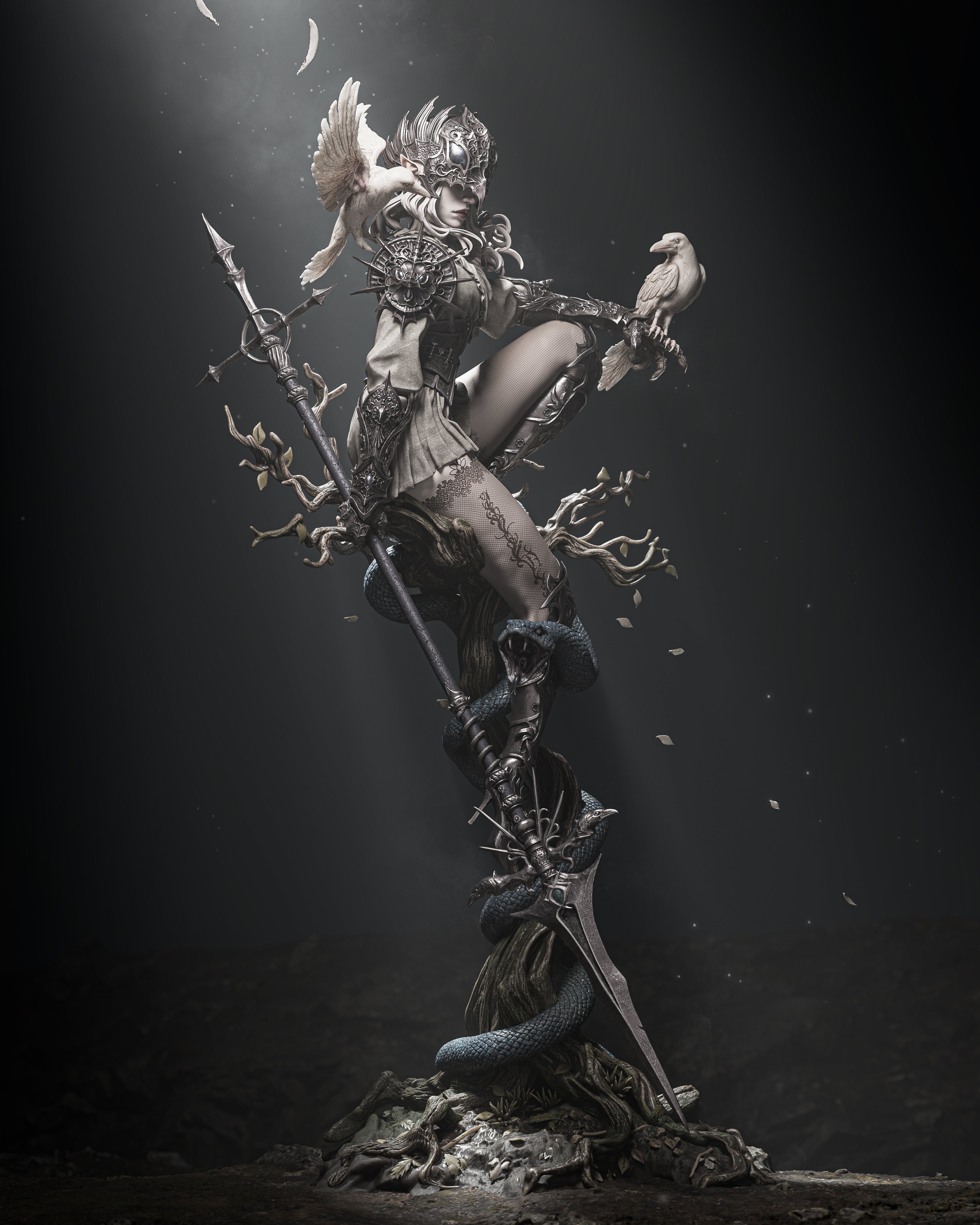 Thorned Raven Warden | 1/6 Unpainted Resin Kit Model