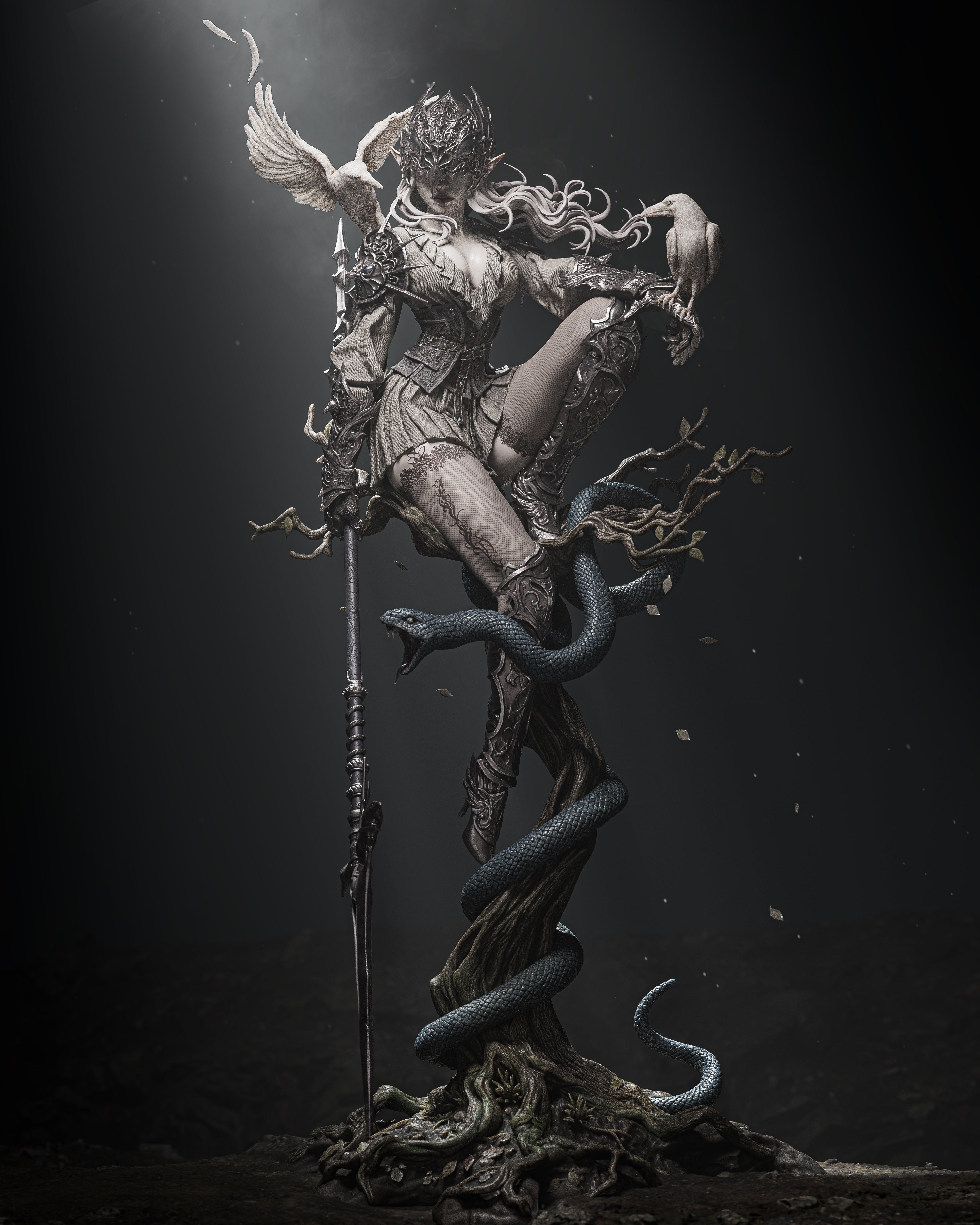 Thorned Raven Warden | 1/6 Unpainted Resin Kit Model