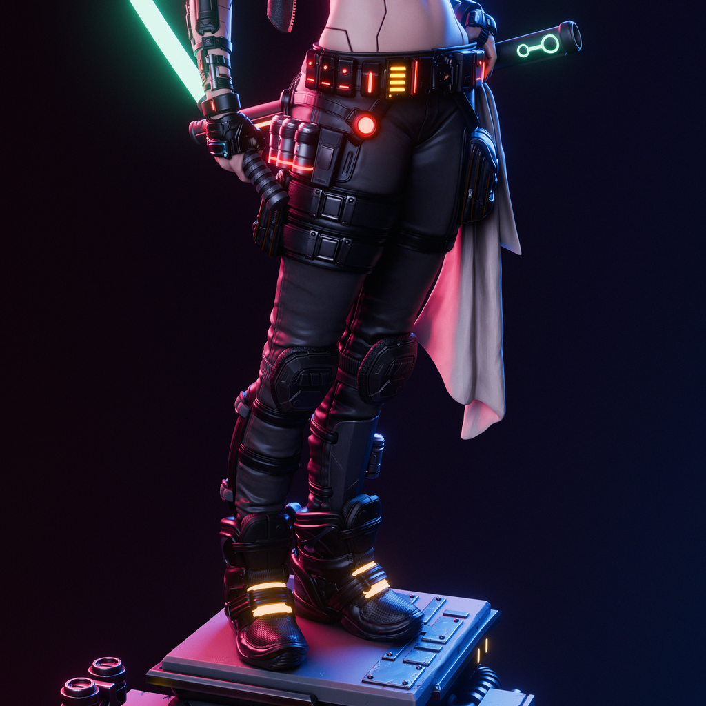 Neon Rift Blade Warden | 1/6 Unpainted Resin Kit Model