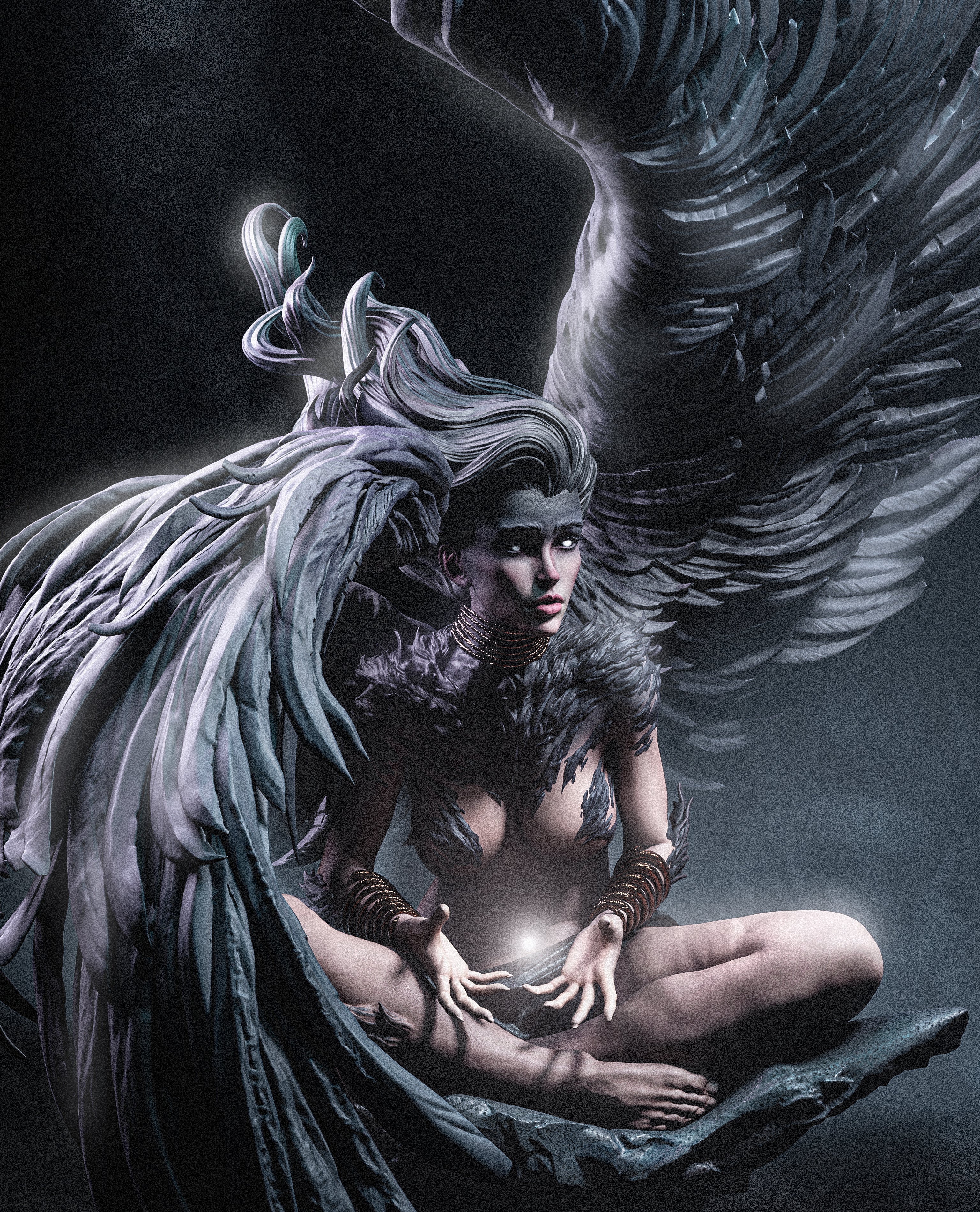 Obsidian Wing Seraph | 1/6 Unpainted Resin Kit Model
