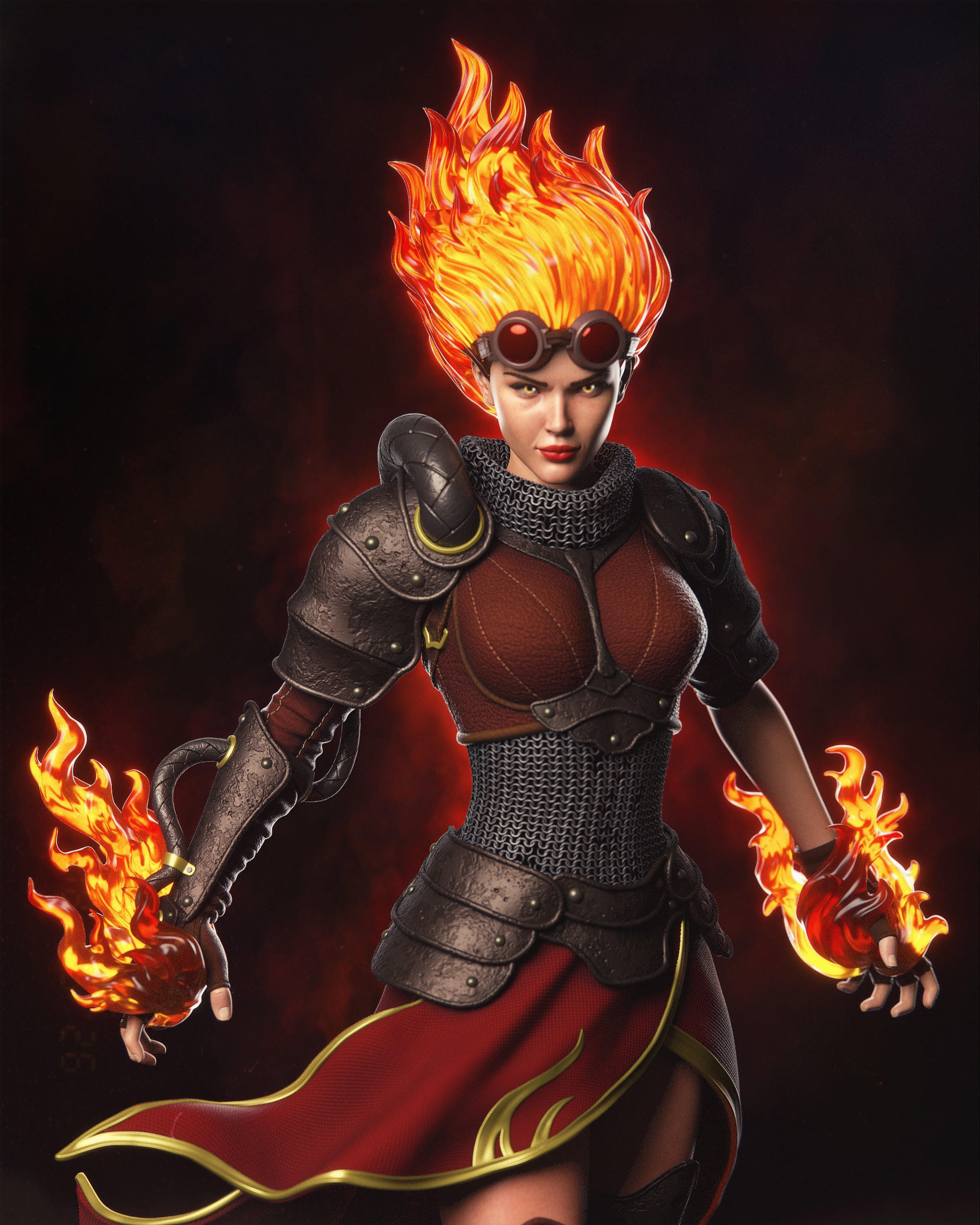 Inferno Flame Sorceress | 1/6 Unpainted Resin Kit Model