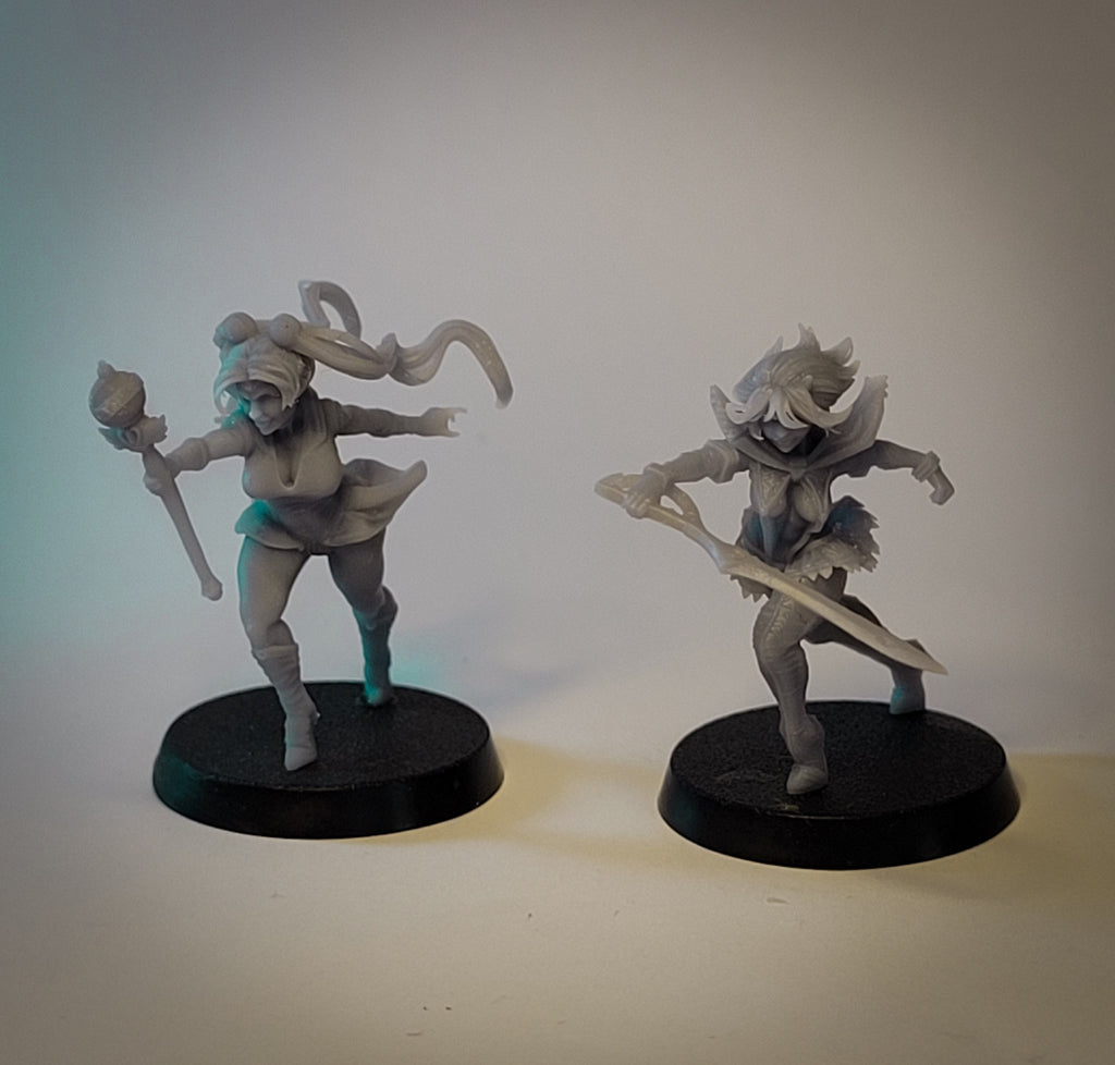 Frostblade Sisters | 32mm & 75mm Unpainted Resin Kit Model