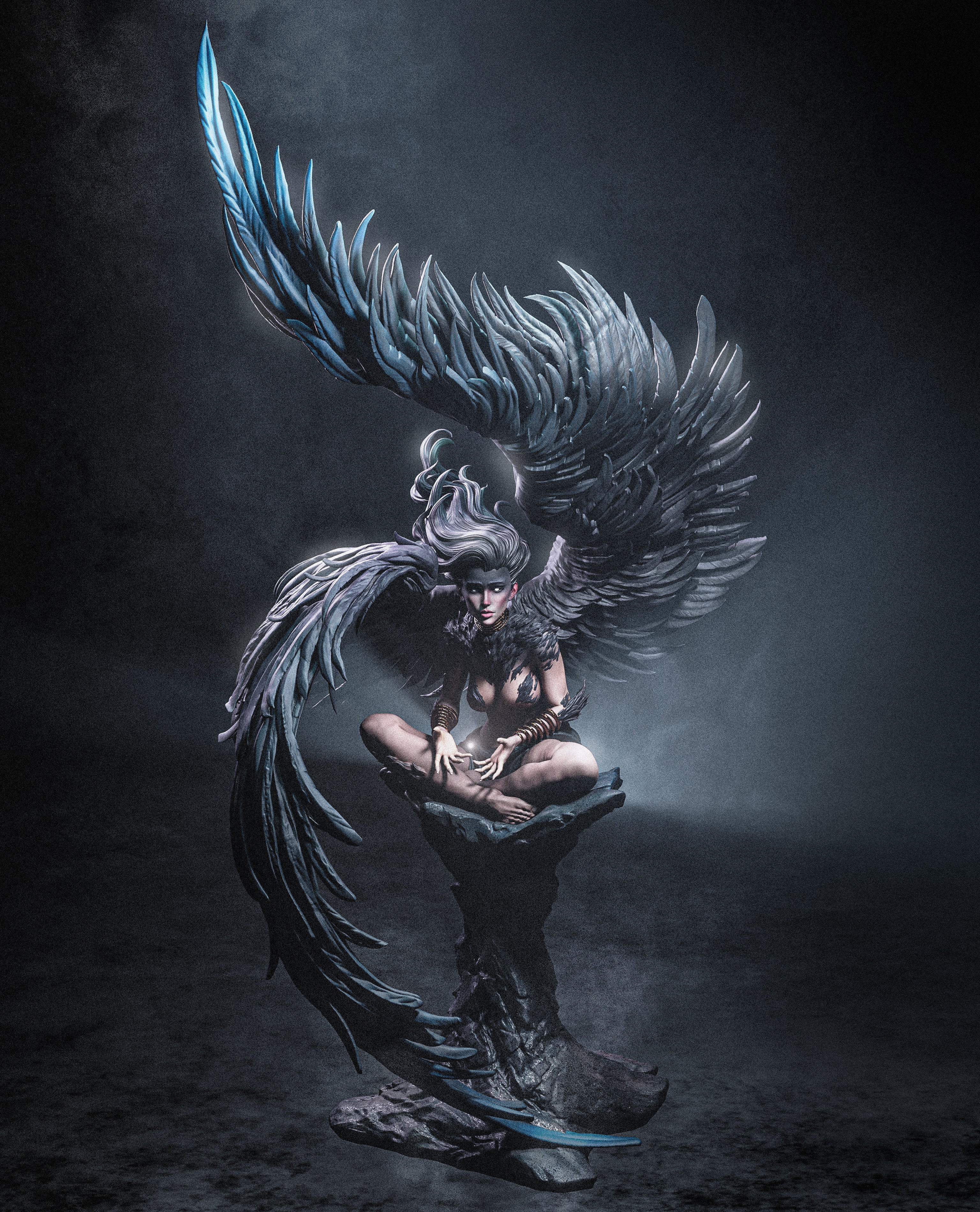 Obsidian Wing Seraph | 1/6 Unpainted Resin Kit Model