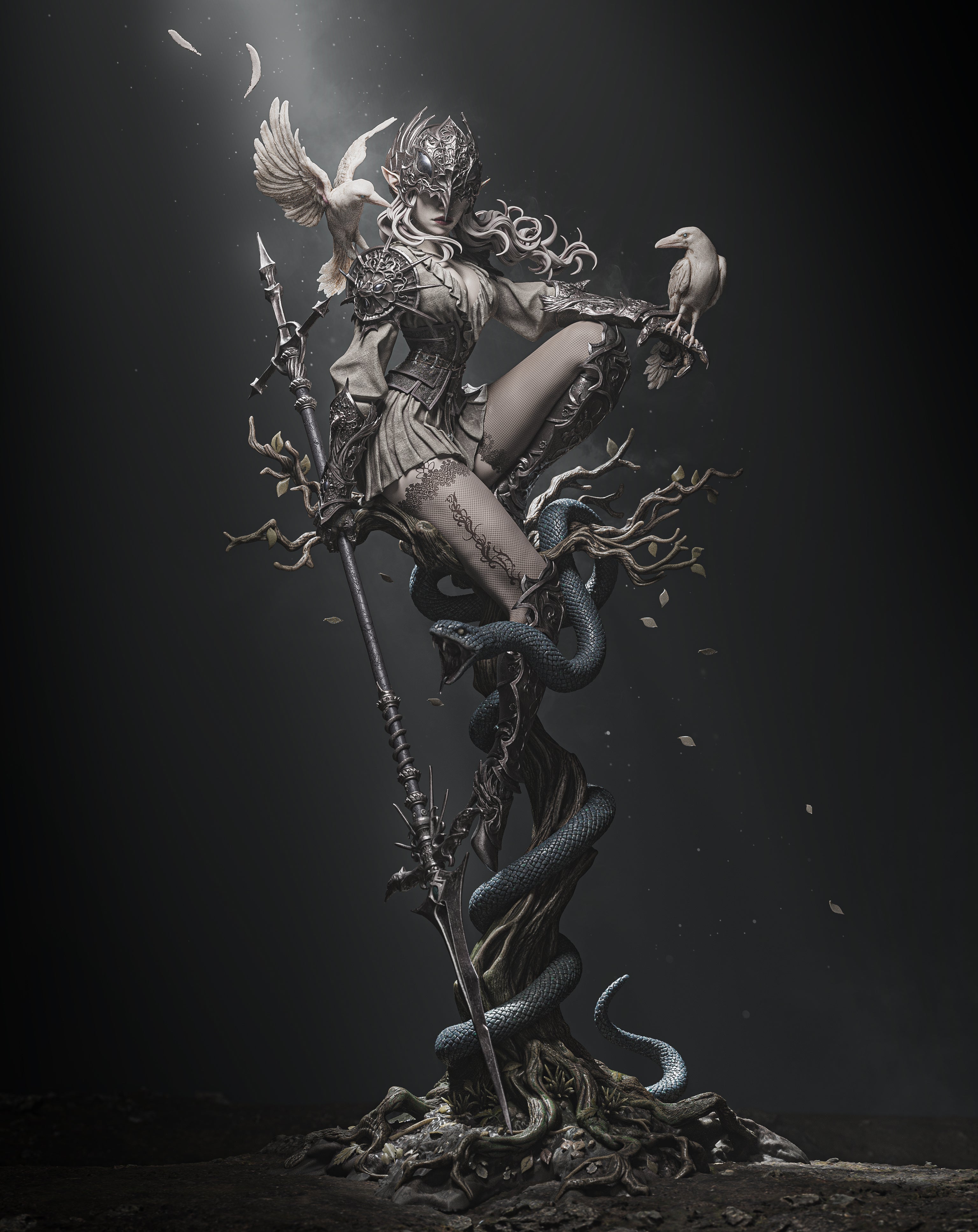 Thorned Raven Warden | 1/6 Unpainted Resin Kit Model