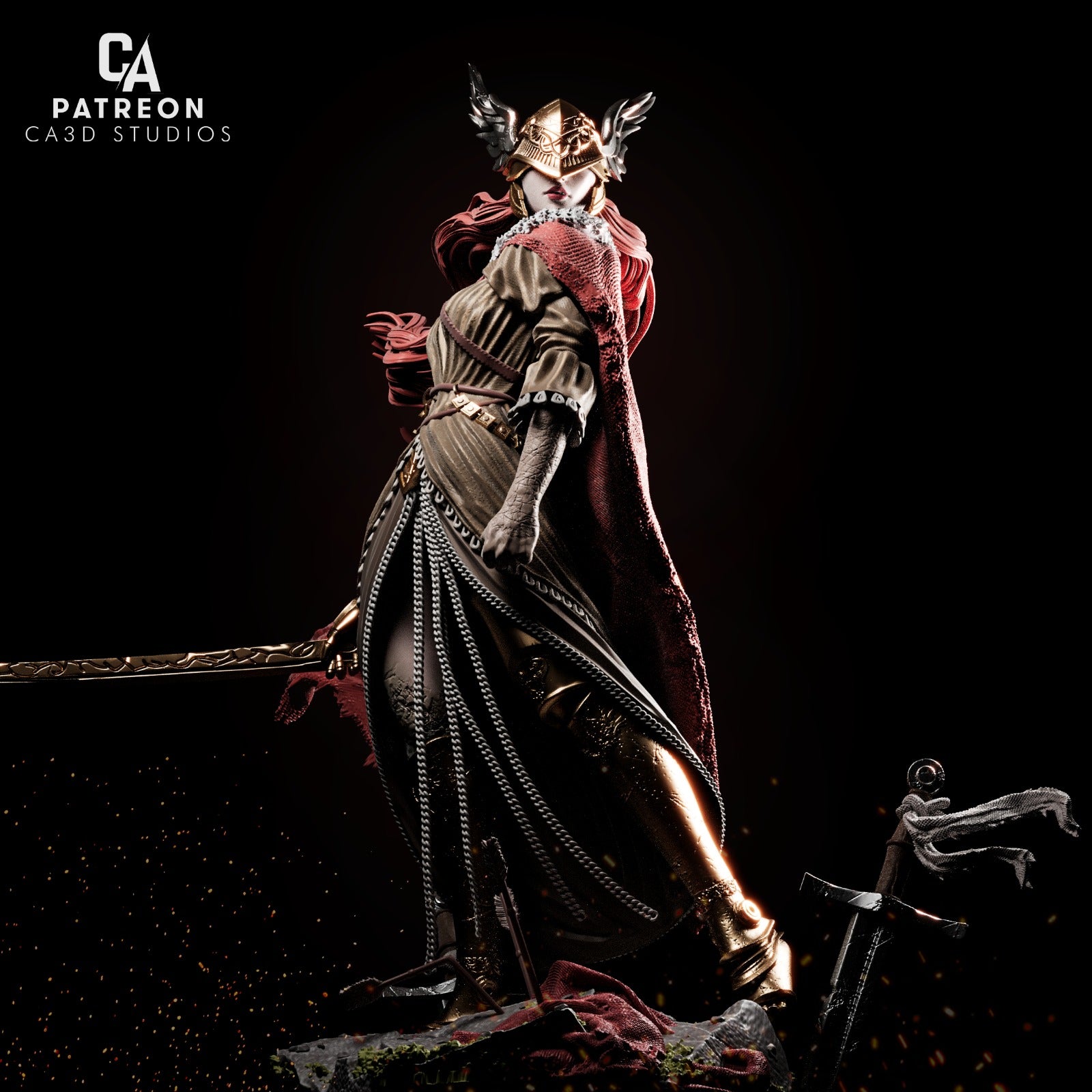 Crimson Valkyrie Warrior | 1/6 &amp; 1/9 &amp; 1/12 Unpainted Resin Kit