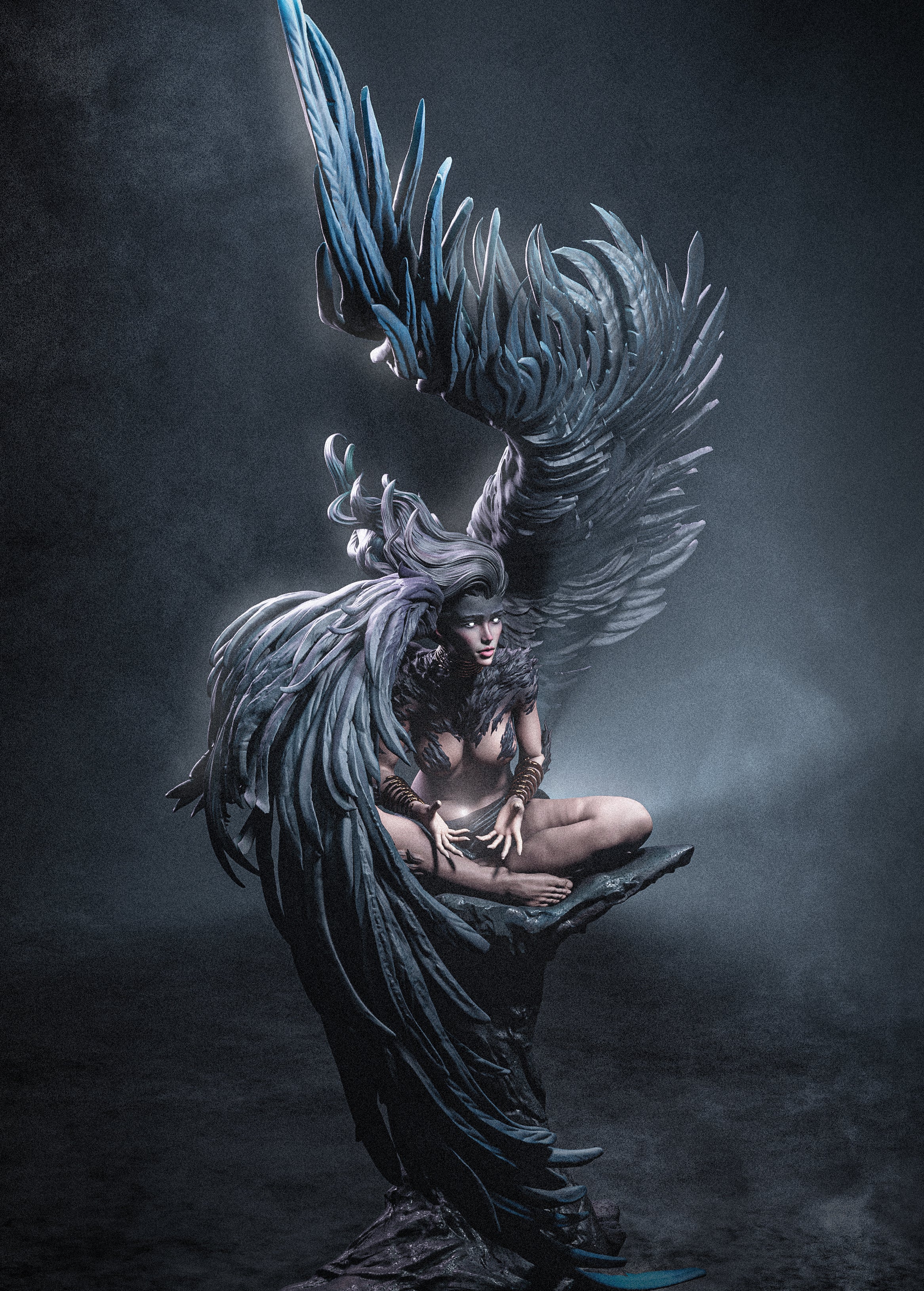 Obsidian Wing Seraph | 1/6 Unpainted Resin Kit Model