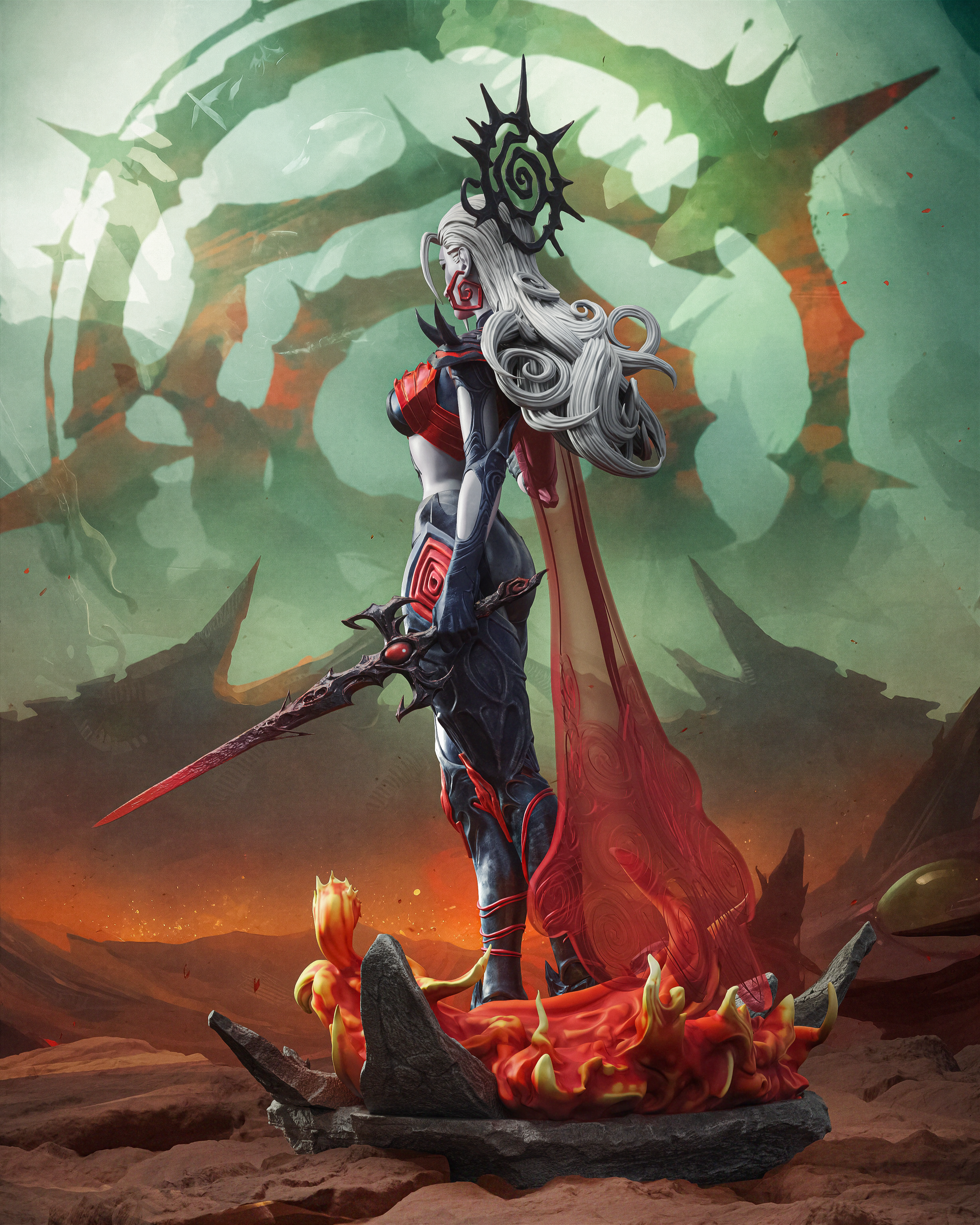 Infernal Voidthorn Sorceress | 1/6 Unpainted Resin Kit Model