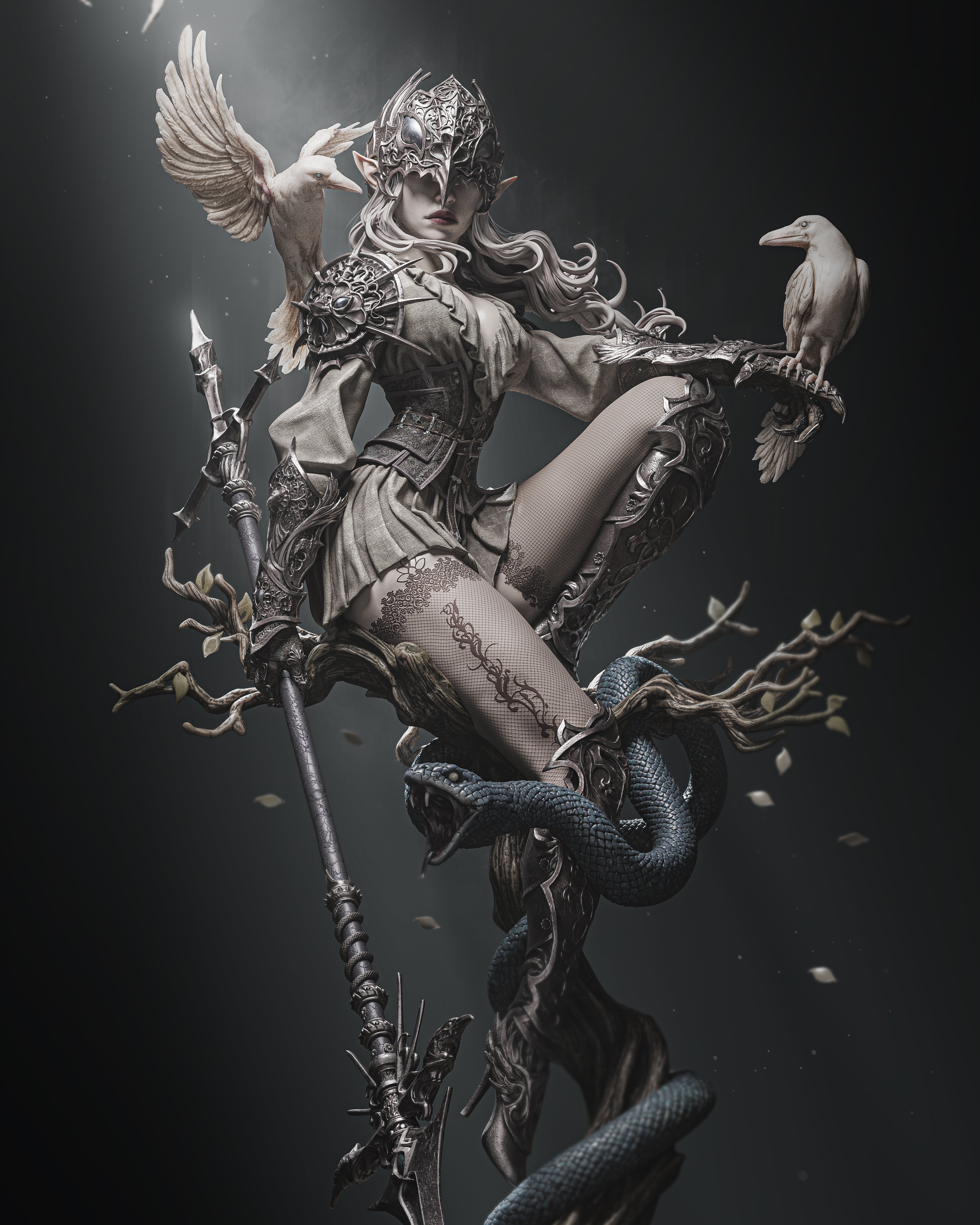 Thorned Raven Warden | 1/6 Unpainted Resin Kit Model