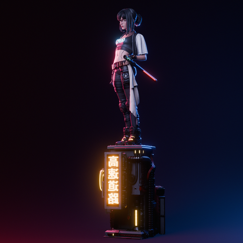 Neon Rift Blade Warden | 1/6 Unpainted Resin Kit Model