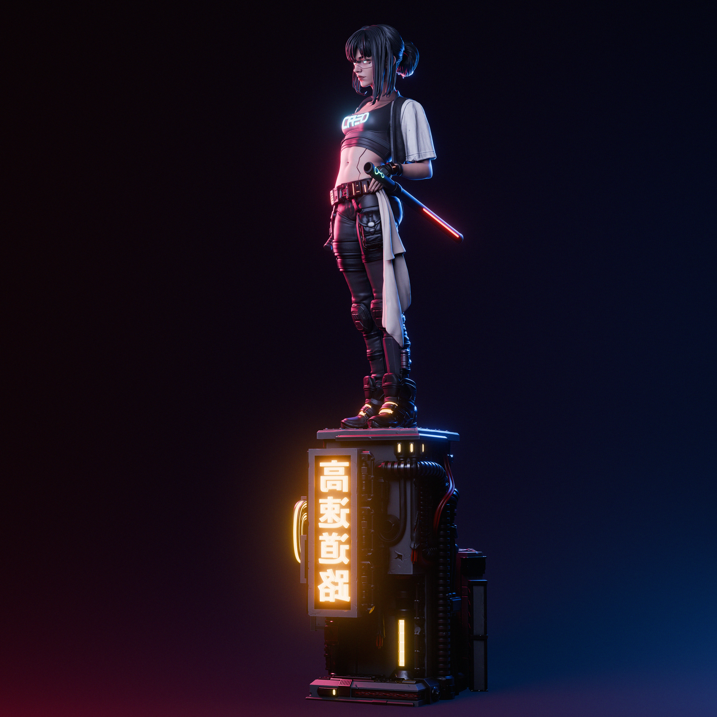 Neon Rift Blade Warden | 1/6 Unpainted Resin Kit Model