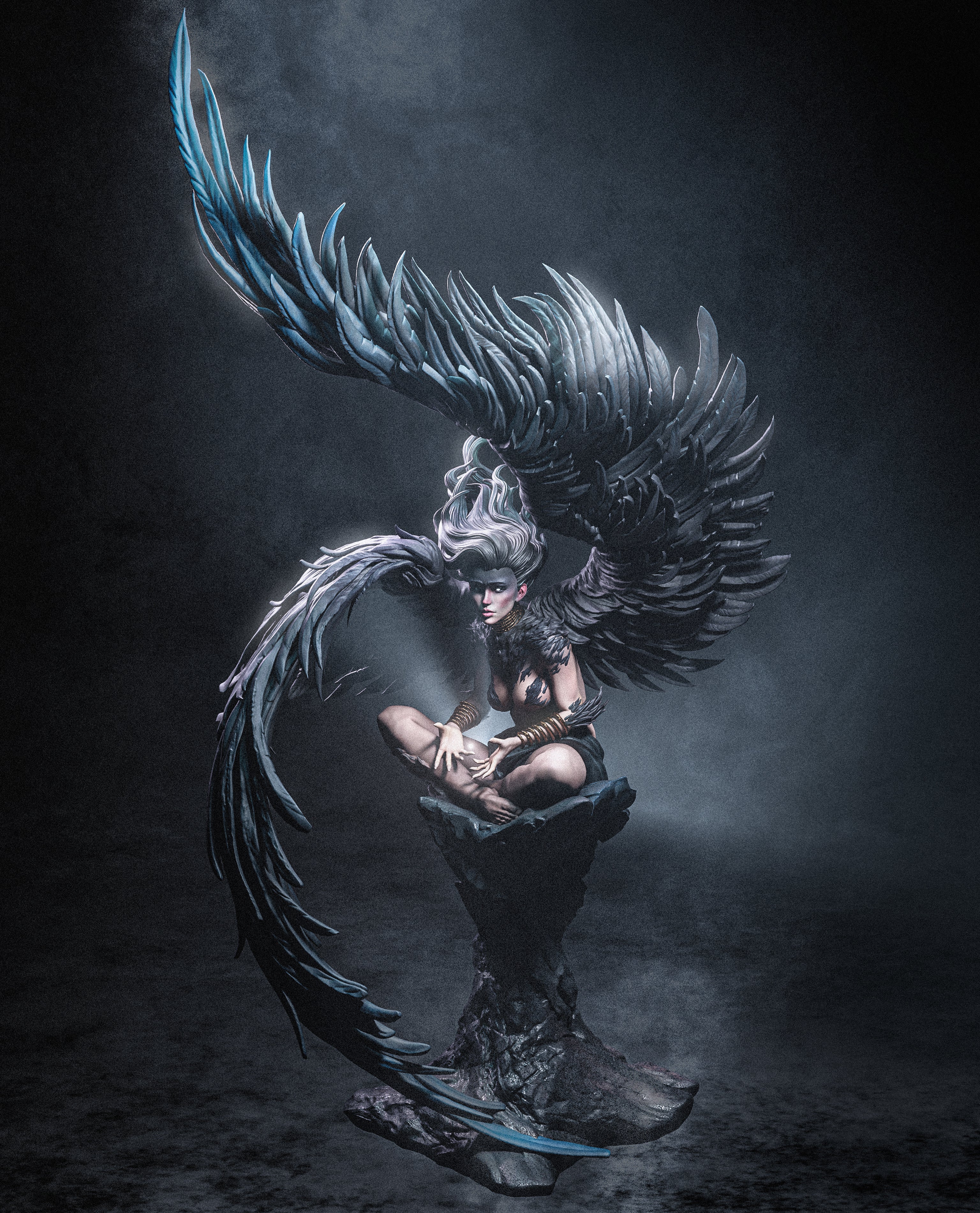 Obsidian Wing Seraph | 1/6 Unpainted Resin Kit Model