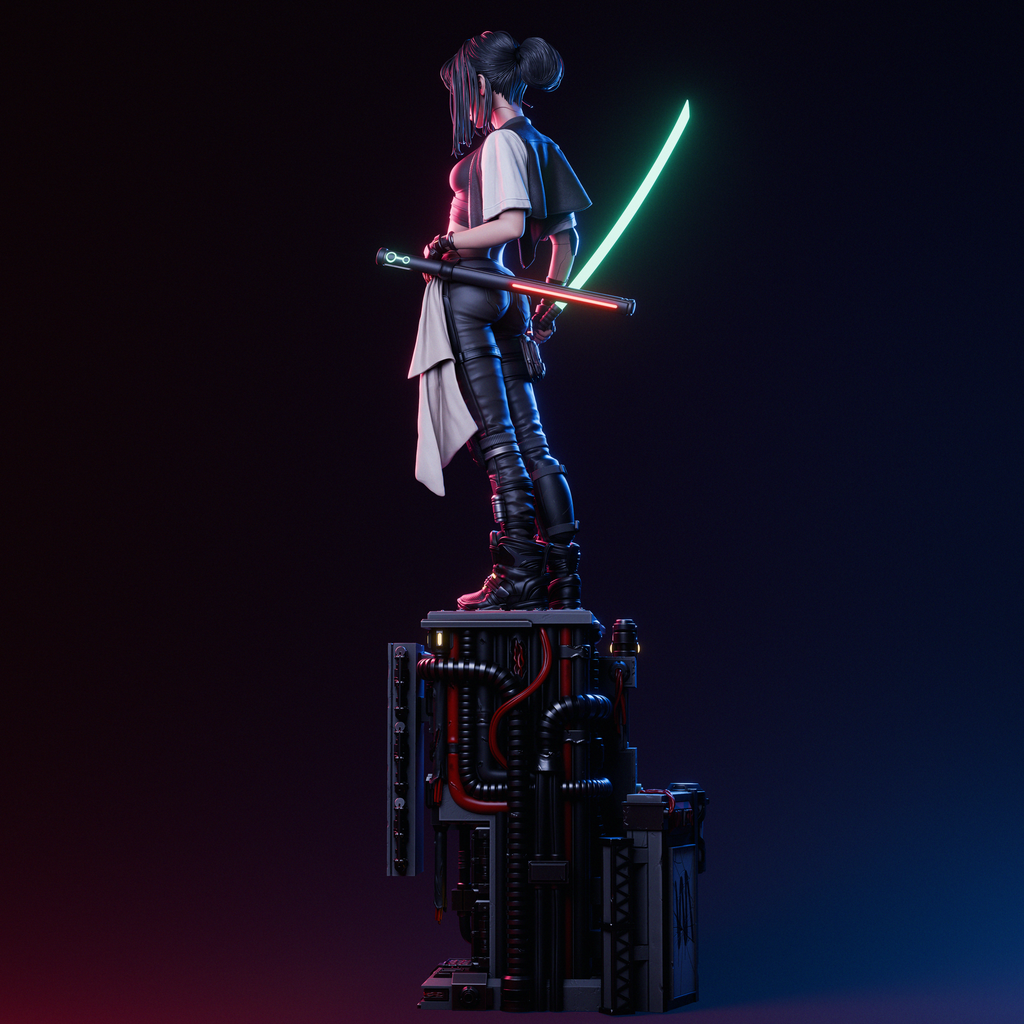 Neon Rift Blade Warden | 1/6 Unpainted Resin Kit Model