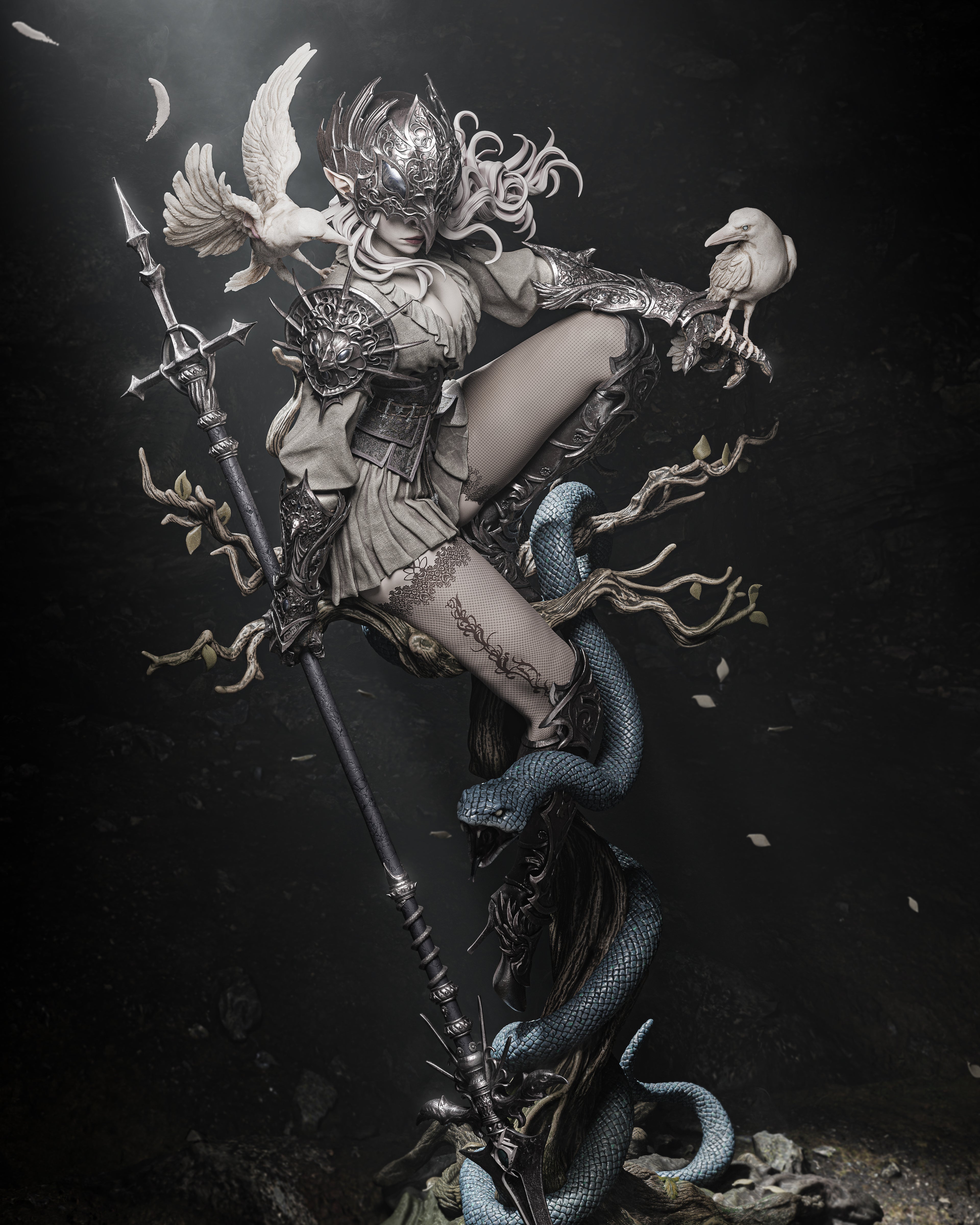 Thorned Raven Warden | 1/6 Unpainted Resin Kit Model