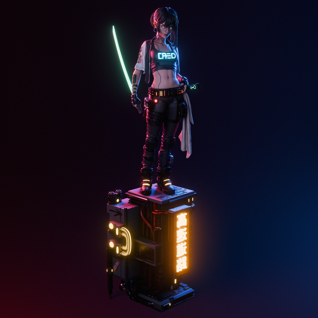 Neon Rift Blade Warden | 1/6 Unpainted Resin Kit Model
