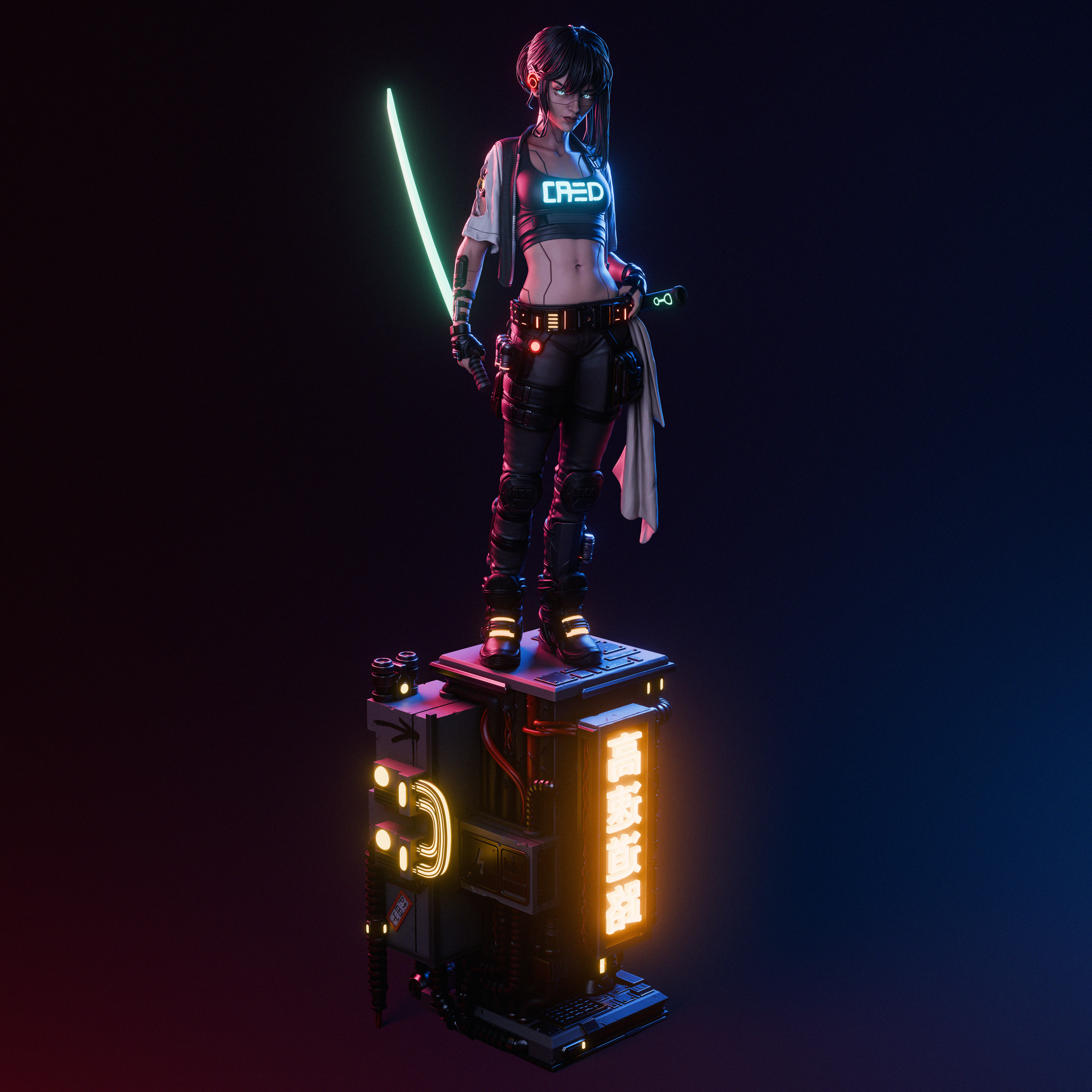 Neon Rift Blade Warden | 1/6 Unpainted Resin Kit Model