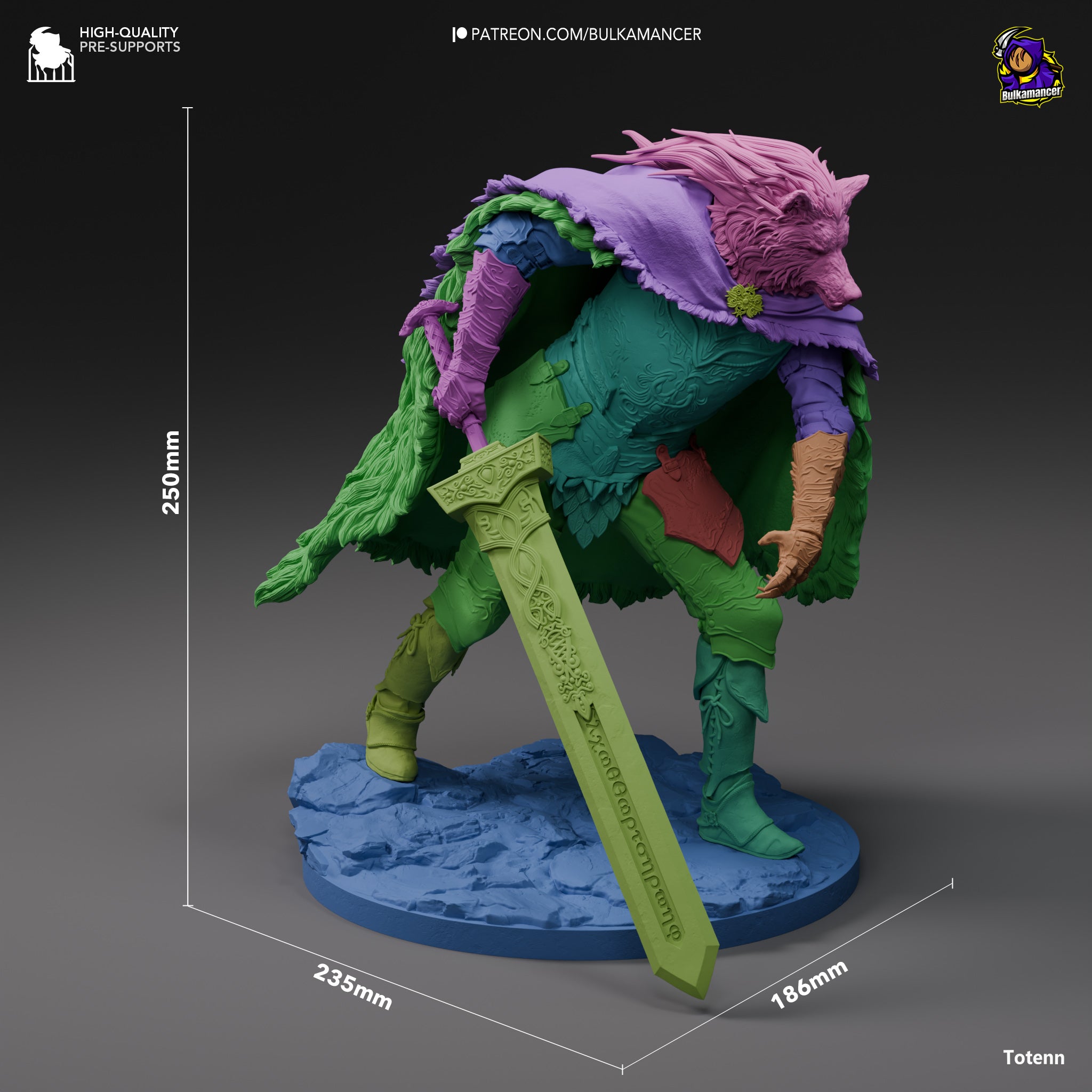 Midnight Wolf Warden | 1/8 Unpainted Resin Kit Model