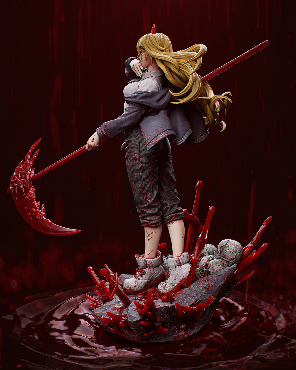 Crimson Horned Scythe Harvester | 1/6 Unpainted Resin Kit Model