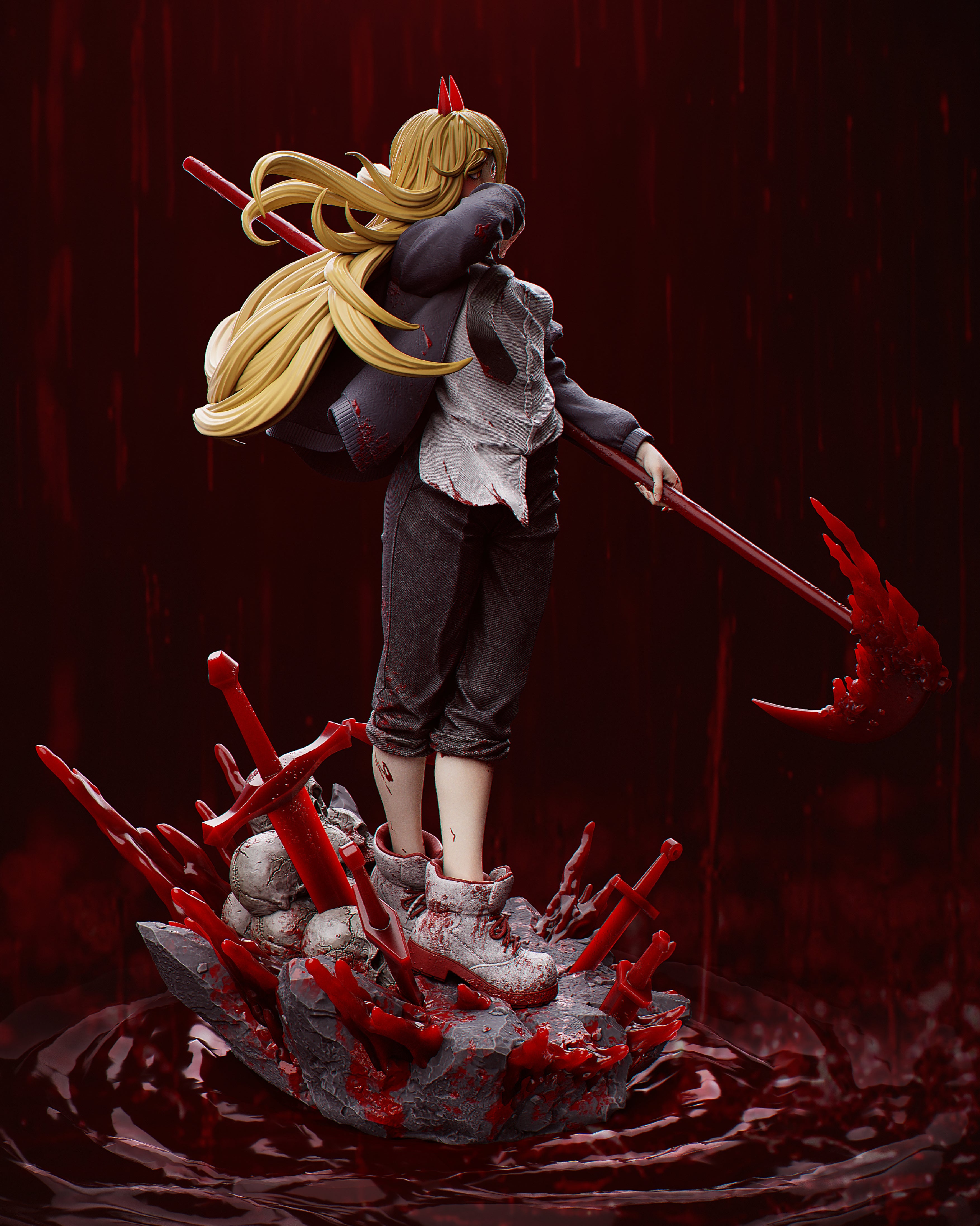 Crimson Horned Scythe Harvester | 1/6 Unpainted Resin Kit Model