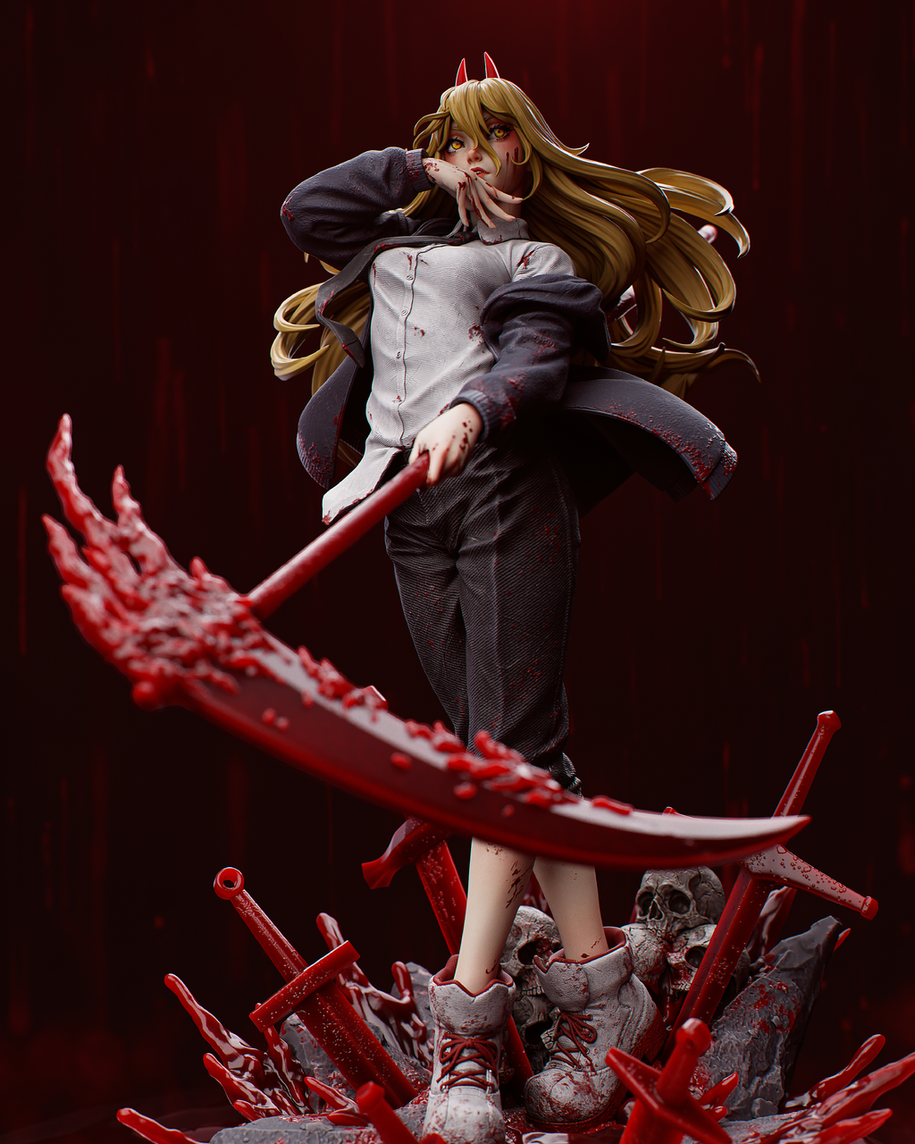 Crimson Horned Scythe Harvester | 1/6 Unpainted Resin Kit Model