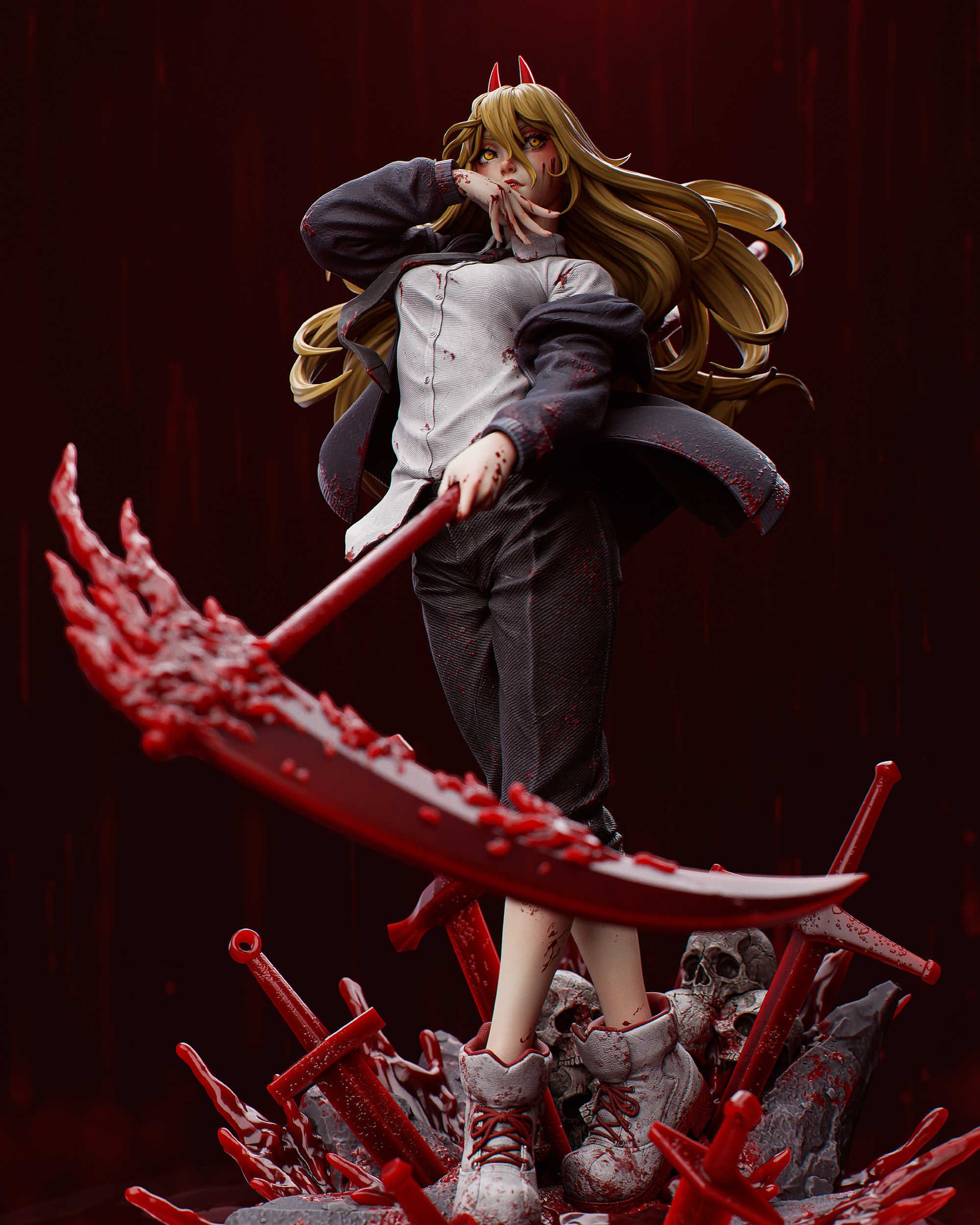 Crimson Horned Scythe Harvester | 1/6 Unpainted Resin Kit Model