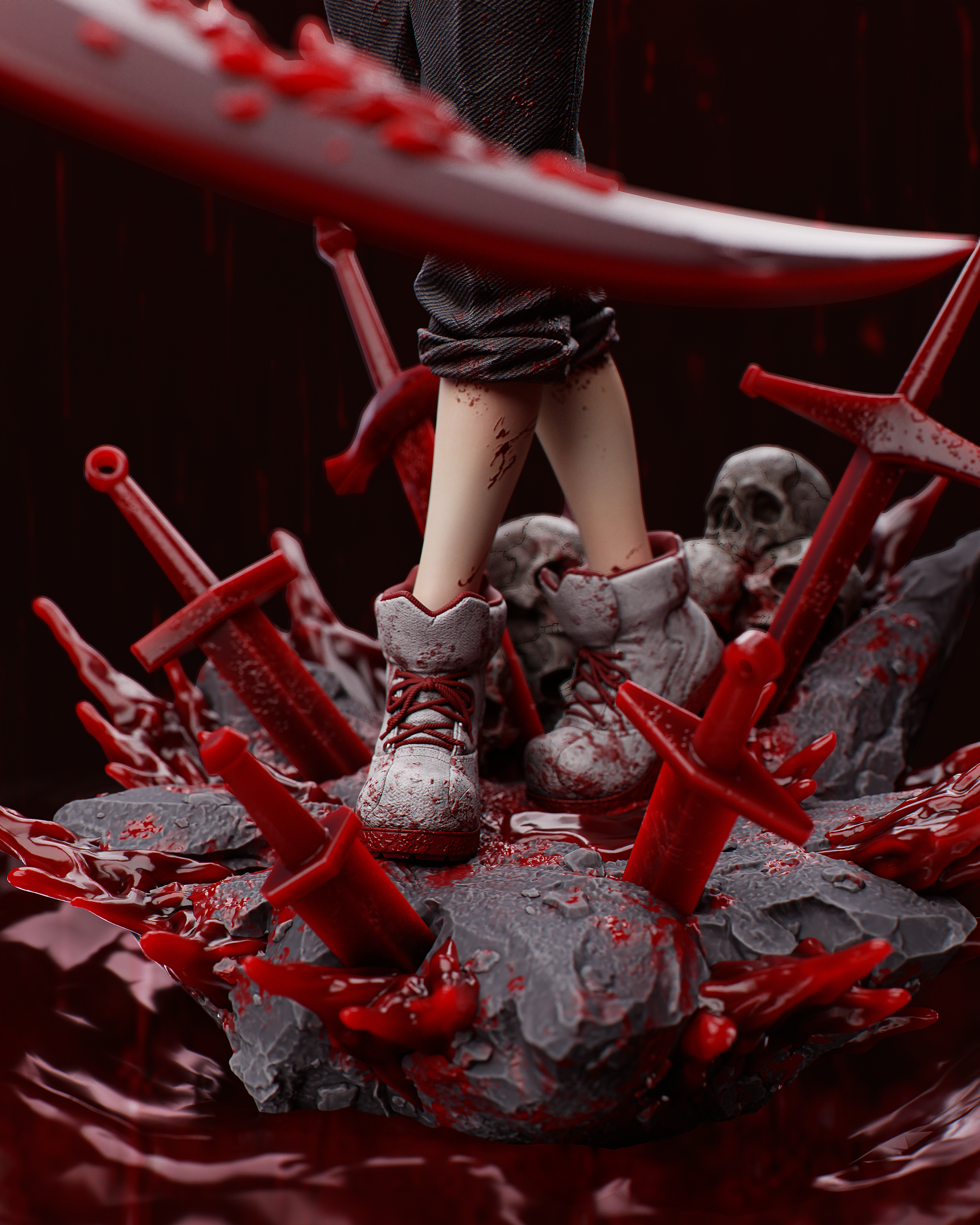 Crimson Horned Scythe Harvester | 1/6 Unpainted Resin Kit Model