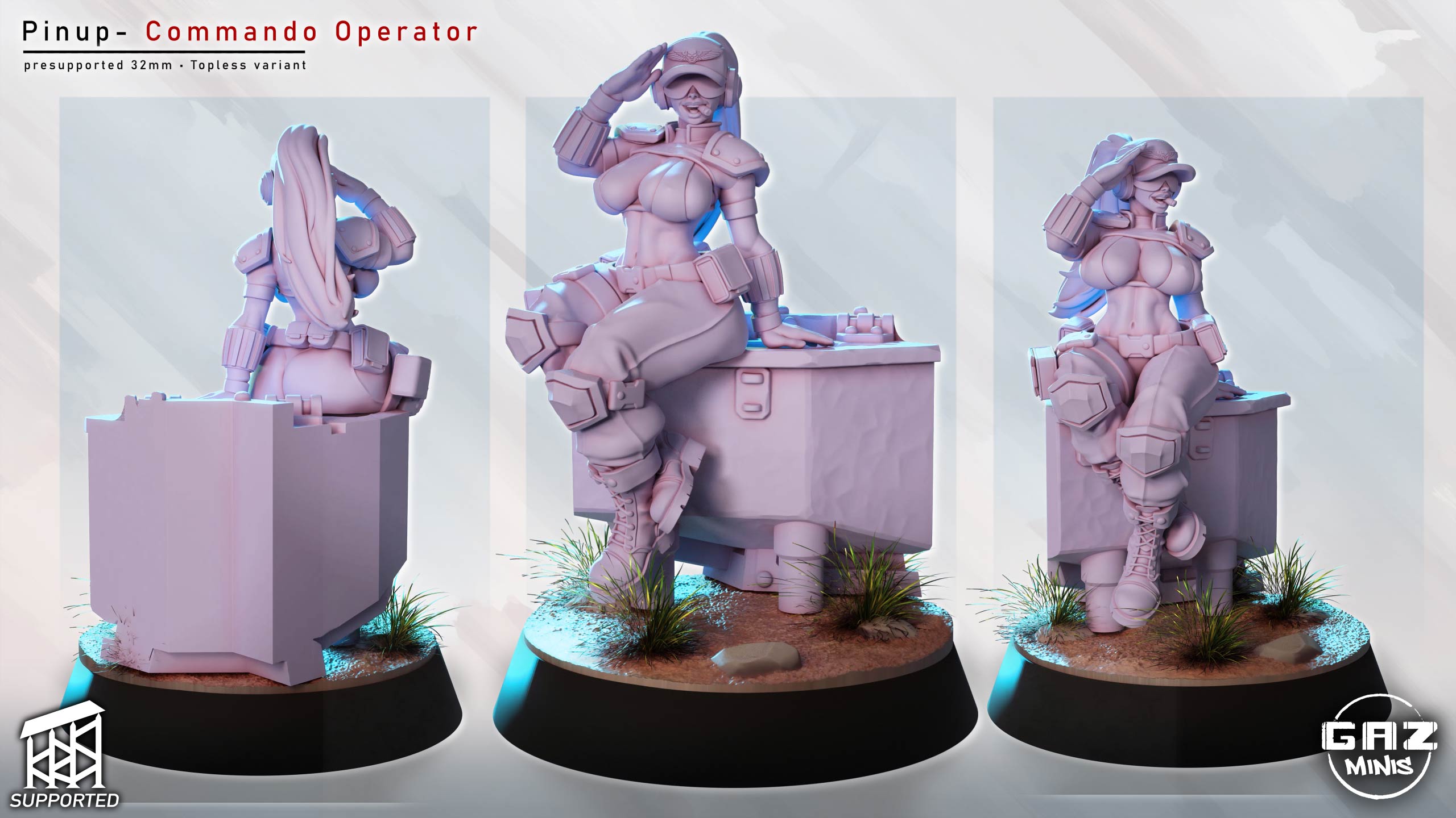 Battle Pinup Operative | 32mm Unpainted Kit Model