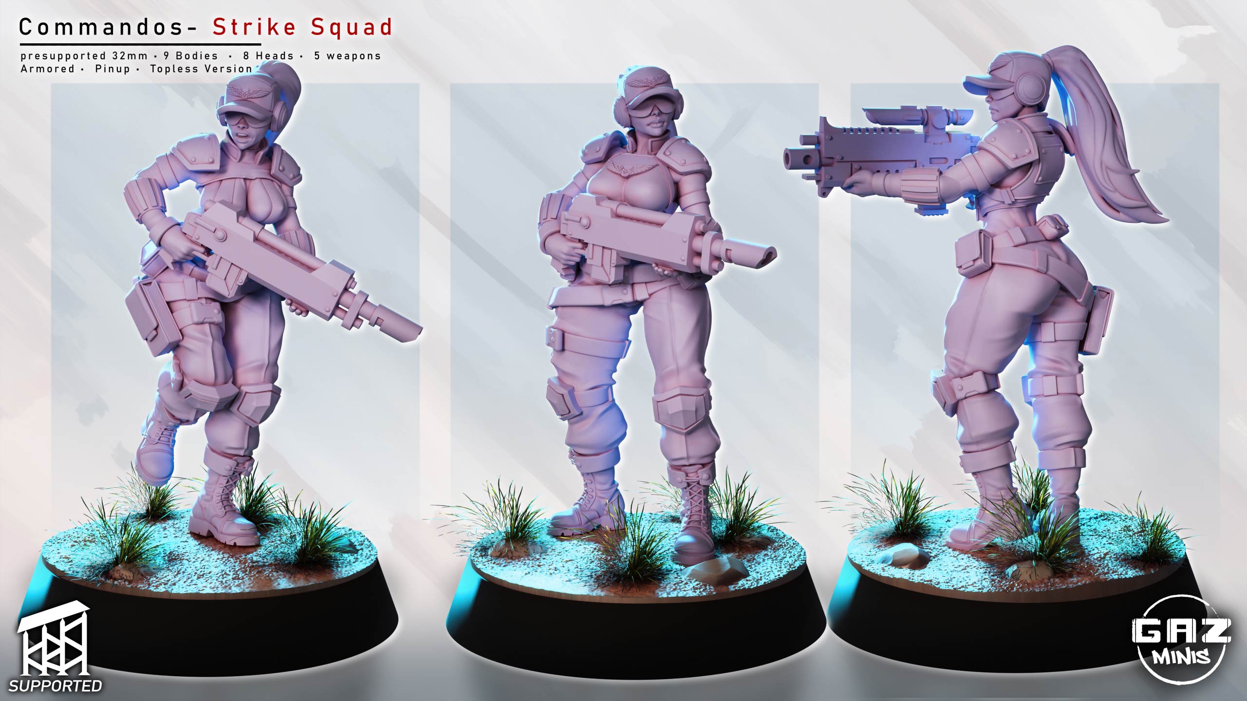 Elite Armored Commando Pinup | 32mm Unpainted Resin Kit Model