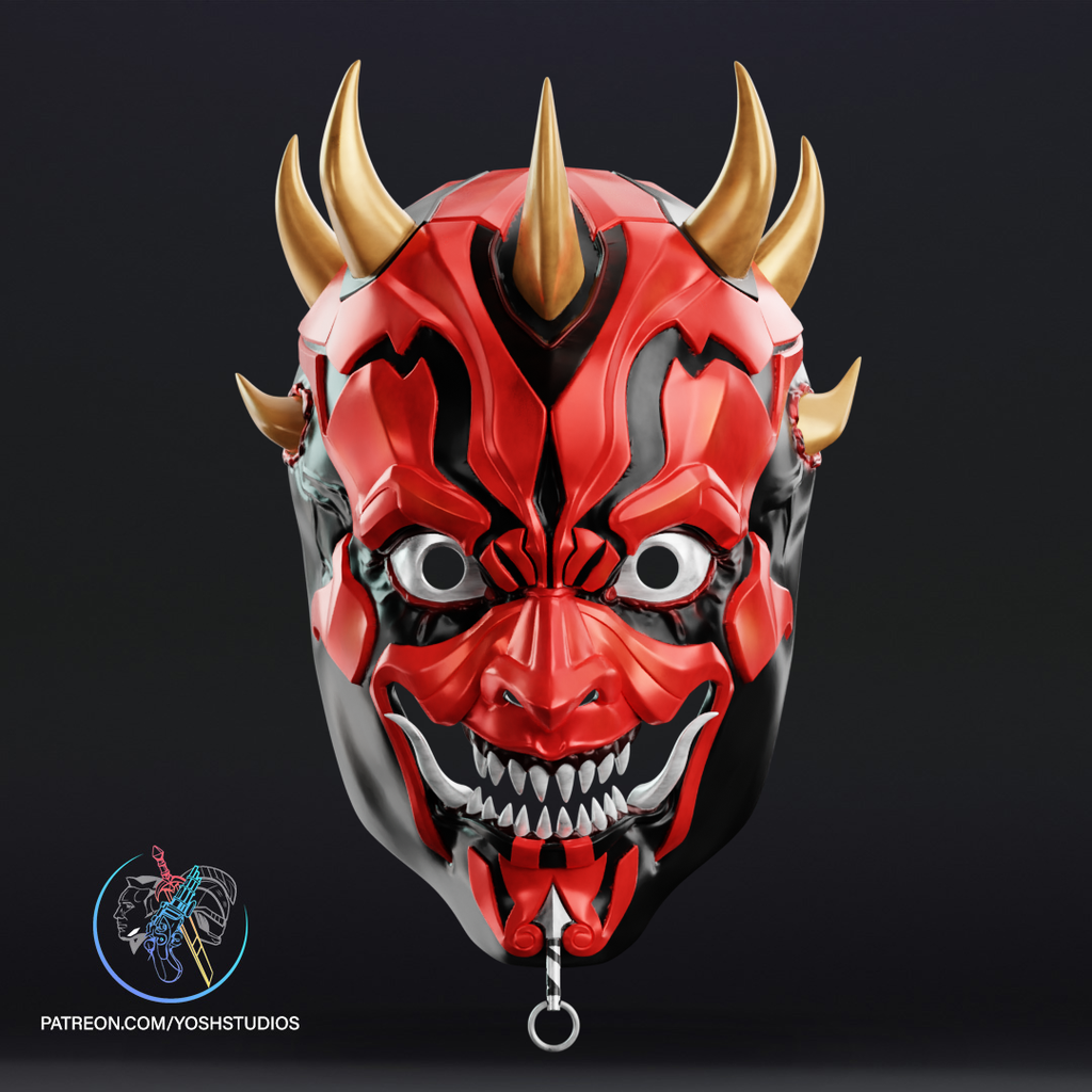 Crimson Oni Demon Mask | Made To Fit Full Color FDM Model
