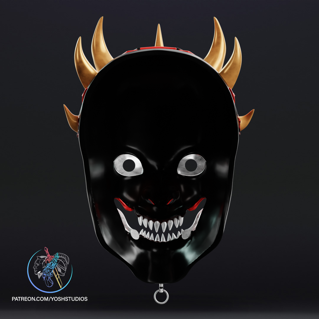 Crimson Oni Demon Mask | Made To Fit Full Color FDM Model