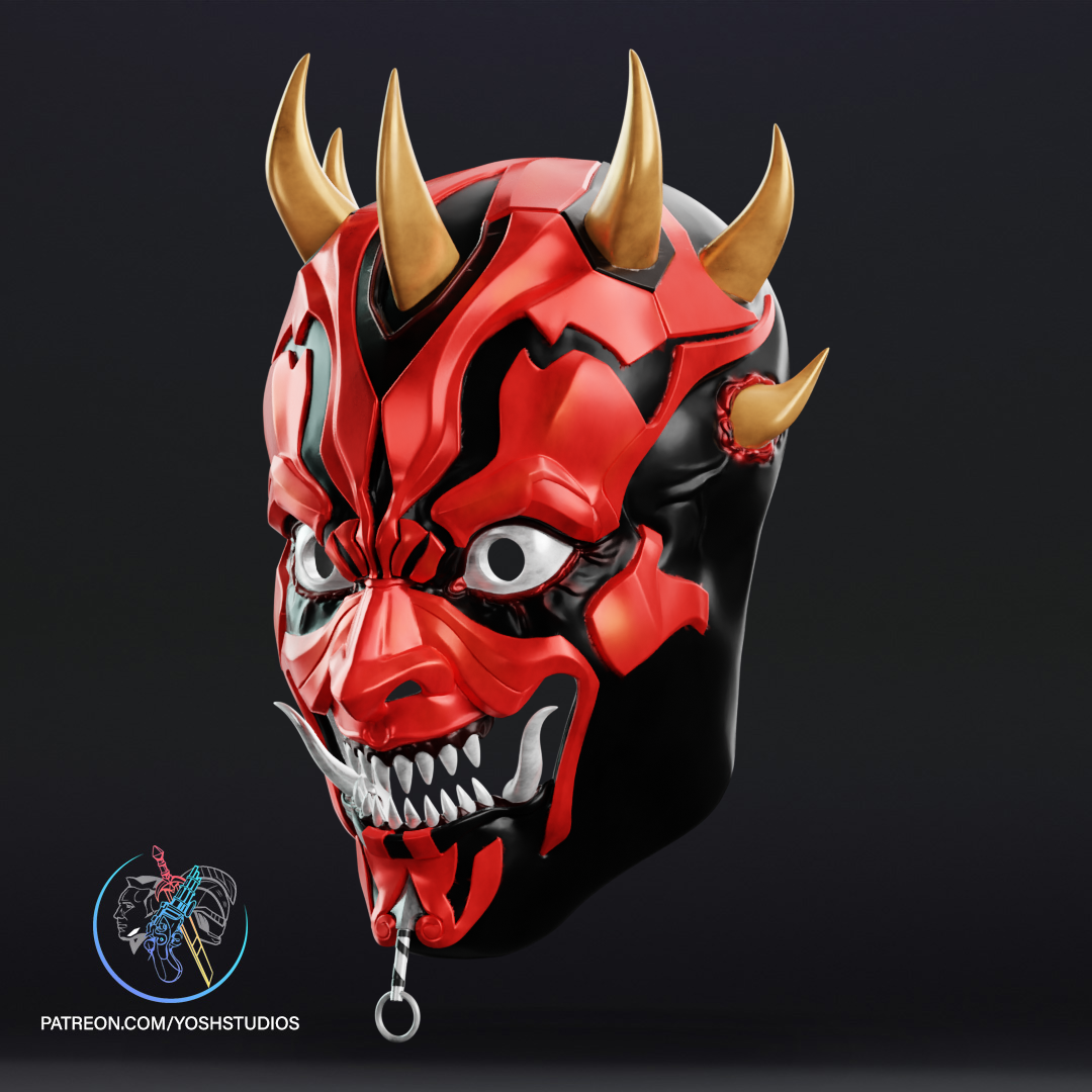 Crimson Oni Demon Mask | Made To Fit Full Color FDM Model