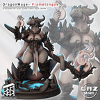 Serpentine Flame Mage | 55mm Unpainted Resin Kit Model