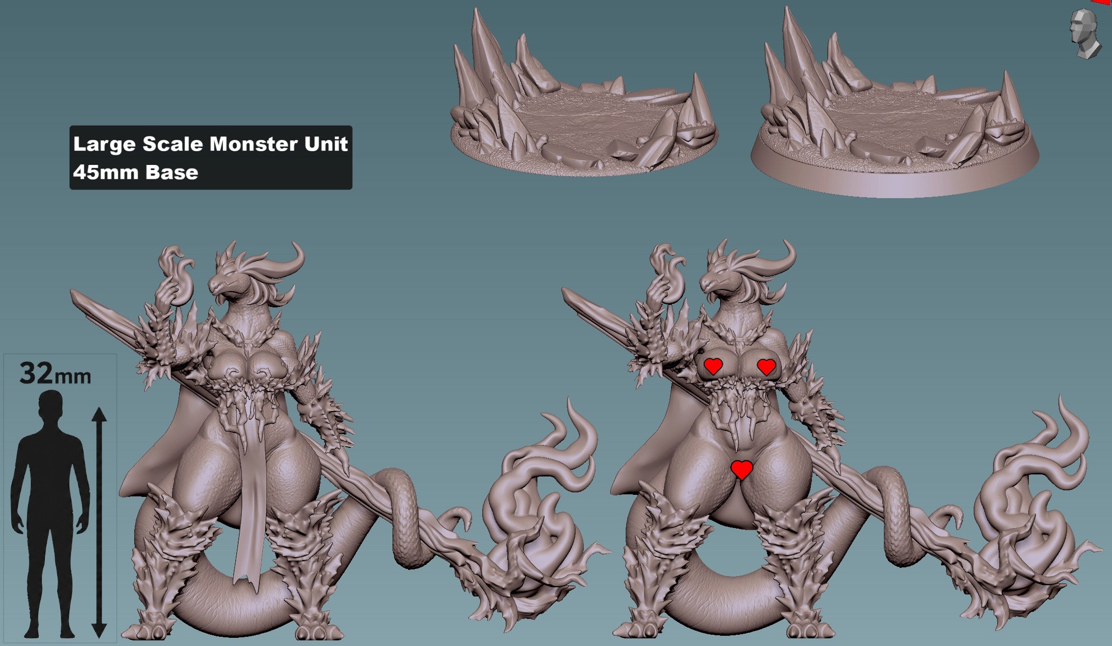 Serpentine Flame Mage | 55mm Unpainted Resin Kit Model