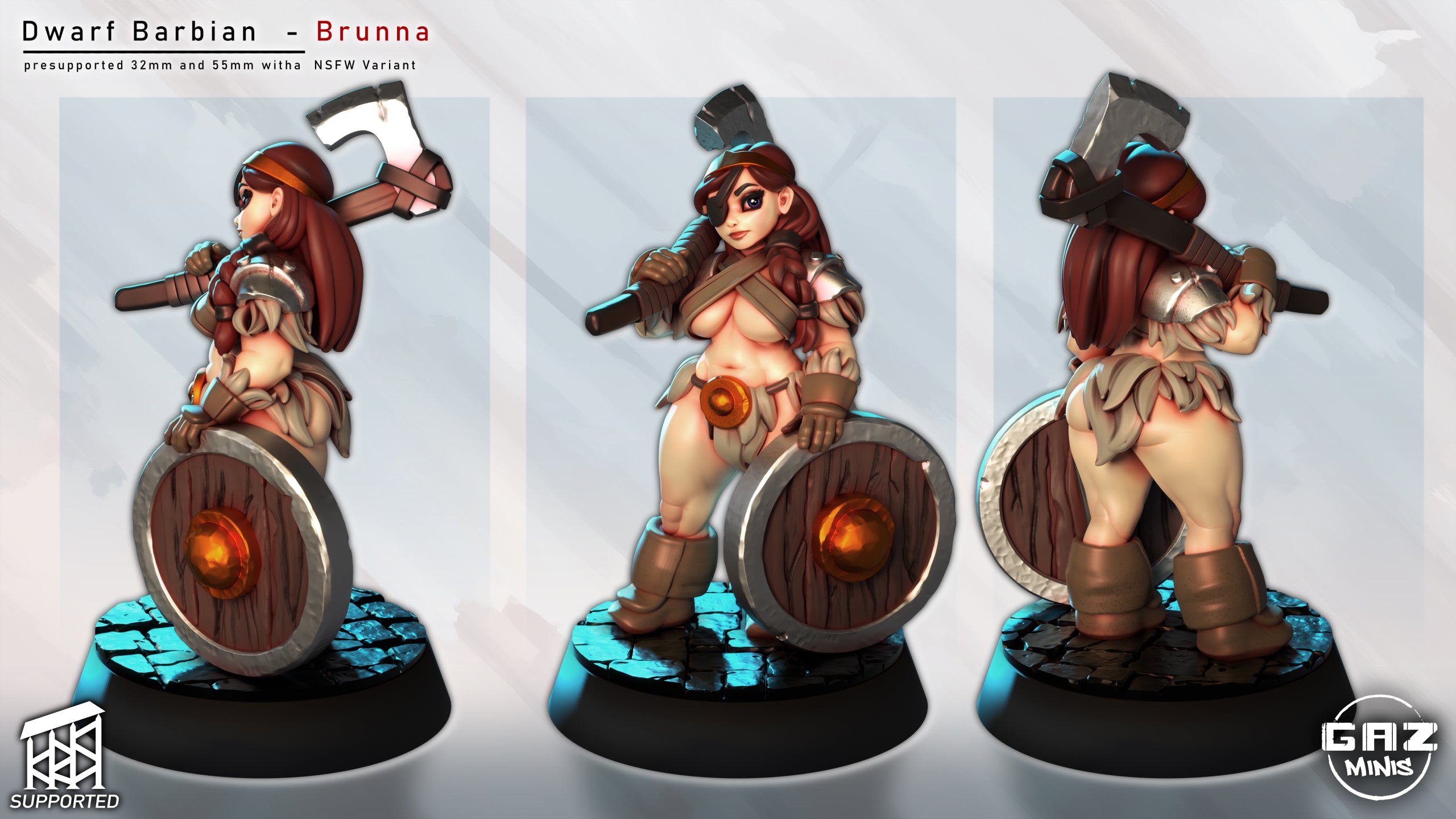 Brazen Axe Berserker | 32mm & 55mm Unpainted Resin Kit Model