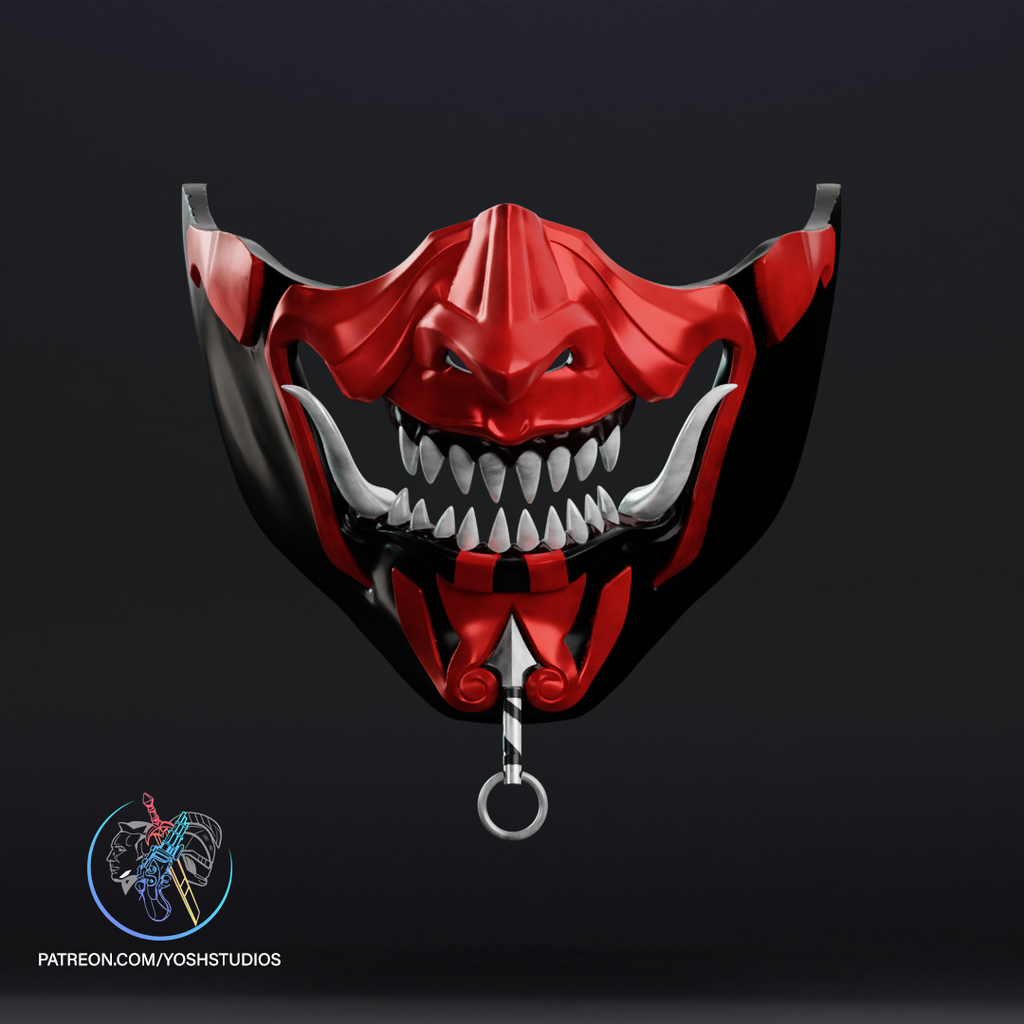 Crimson Oni Demon Mask | Made To Fit Full Color FDM Model