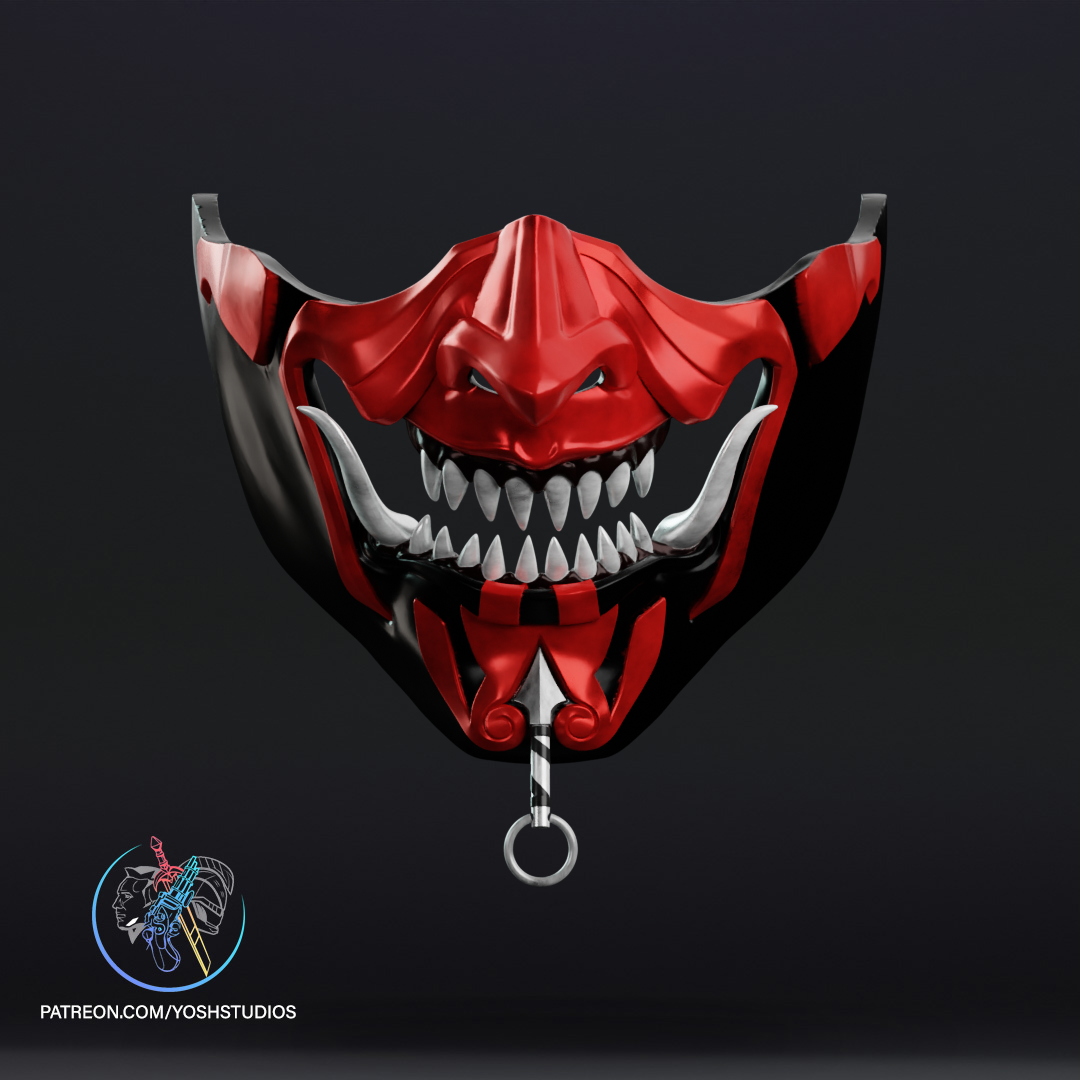 Crimson Oni Demon Mask | Made To Fit Full Color FDM Model