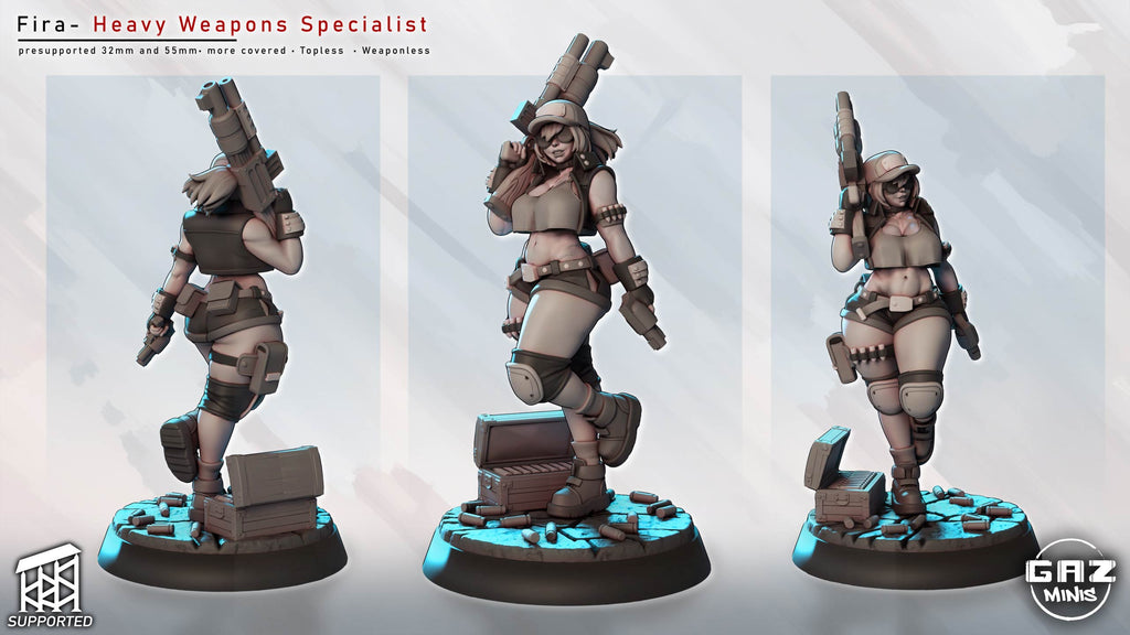 Heavy Weapons Pinup | 32mm and 55mm Unpainted Resin Kit Model