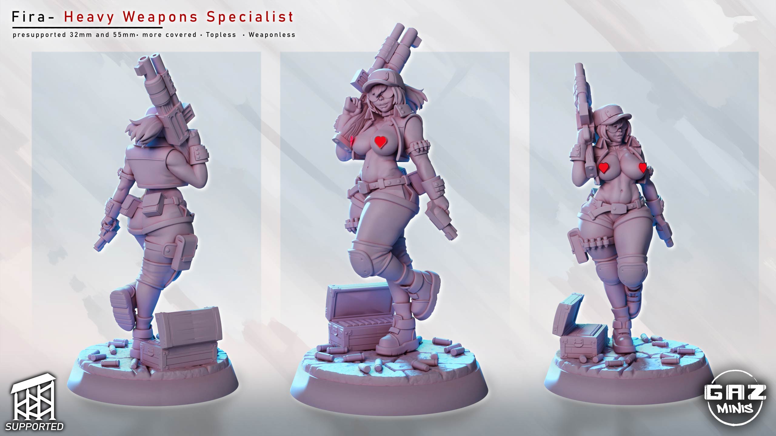 Heavy Weapons Pinup | 32mm and 55mm Unpainted Resin Kit Model
