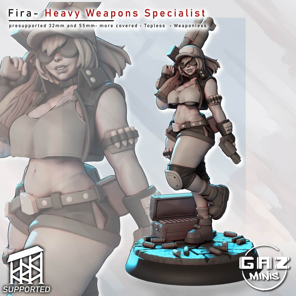 Heavy Weapons Pinup | 32mm and 55mm Unpainted Resin Kit Model