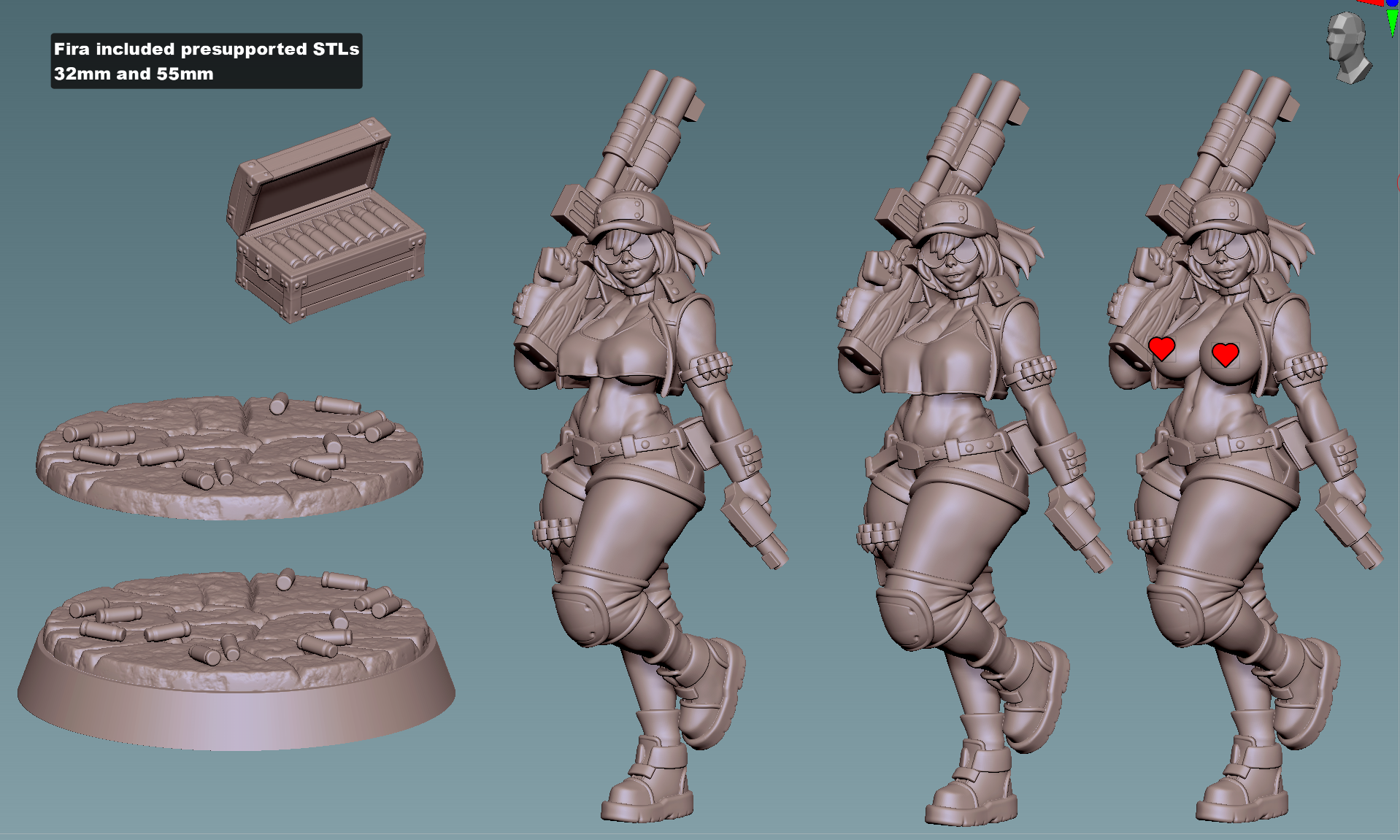 Heavy Weapons Pinup | 32mm and 55mm Unpainted Resin Kit Model